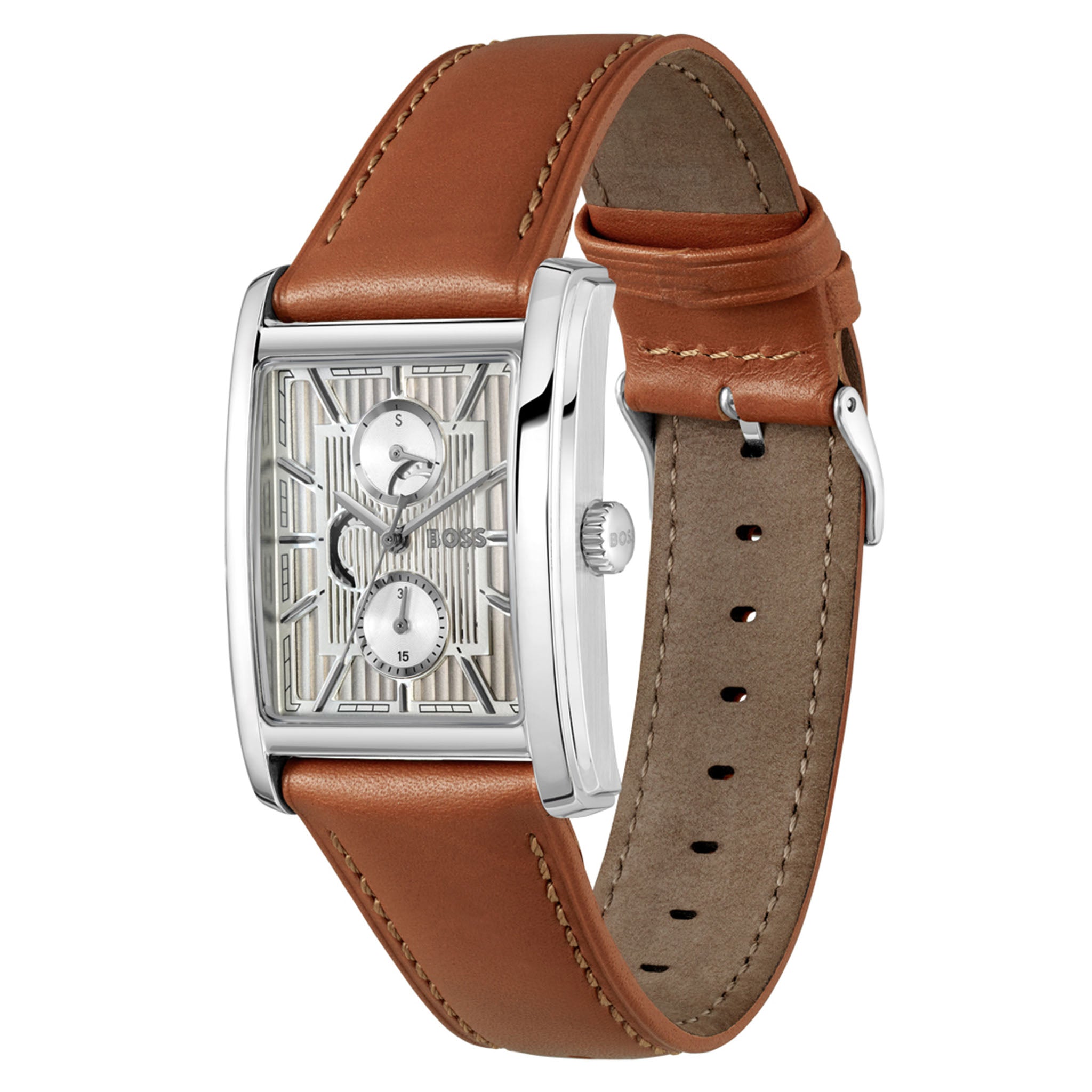 BOSS by Hugo Boss Brown Leather Silver Dial Multi-function Men's Watch - 1514316