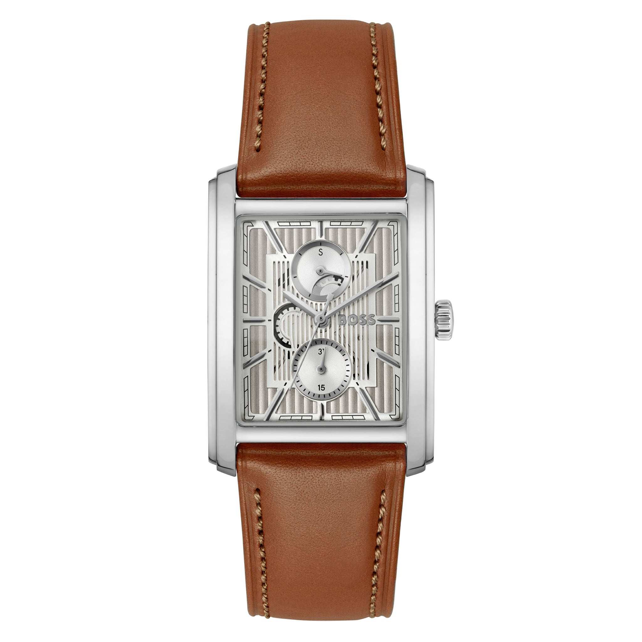 BOSS by Hugo Boss Brown Leather Silver Dial Multi-function Men's Watch - 1514316