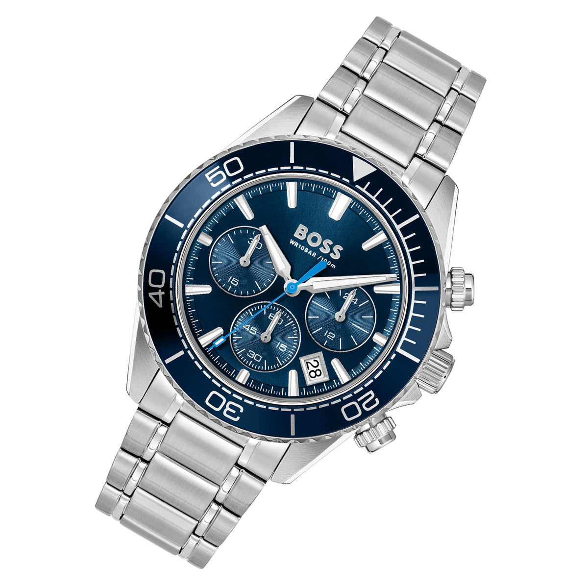 BOSS by Hugo Boss Silver Steel Blue Dial Chronograph Men's Watch - 1514322