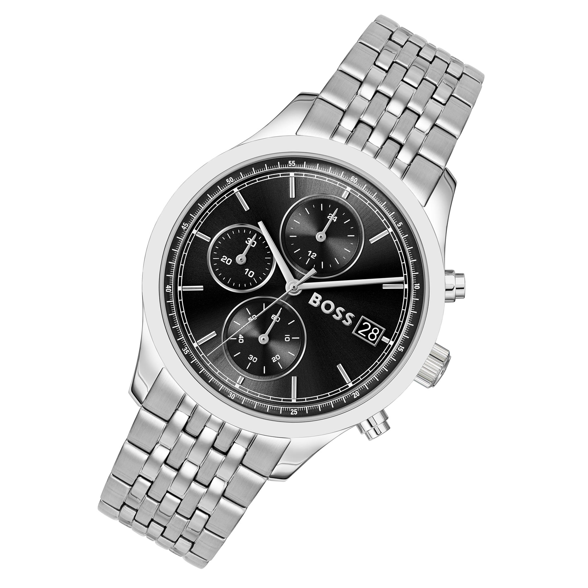 BOSS by Hugo Boss Silver Steel Black Dial Chronograph Men's Watch - 1514328