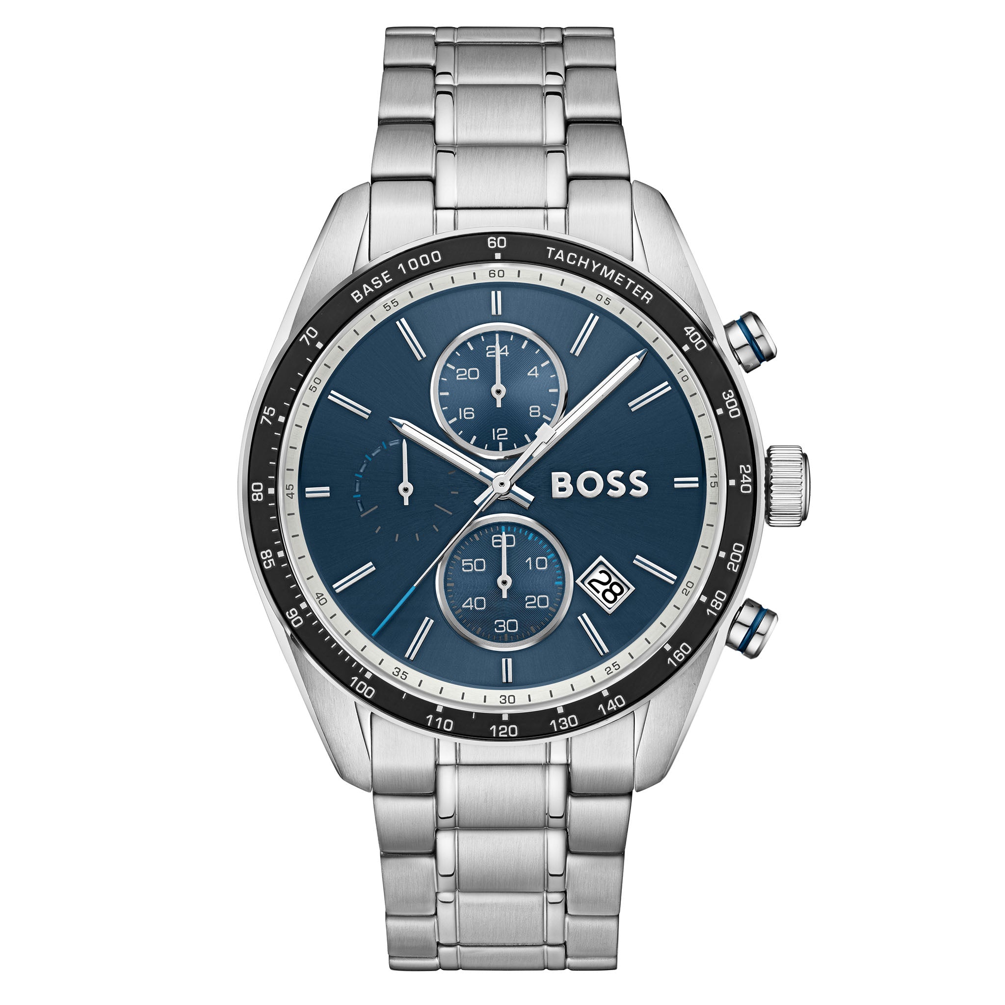 BOSS by Hugo Boss Grand Silver Steel Blue Dial Chronograph Men's Watch - 1514344