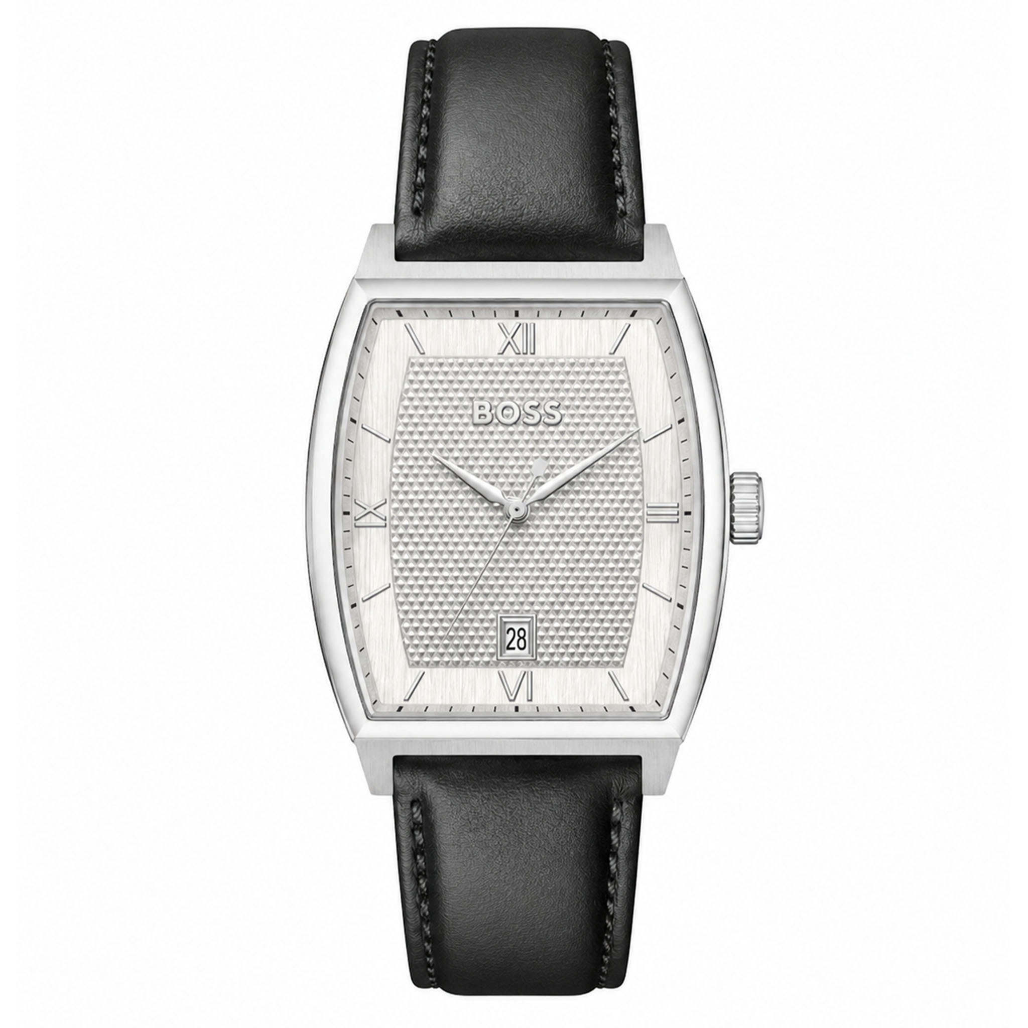 BOSS by Hugo Boss Black Leather Silver White Dial Men's Watch - 1514351