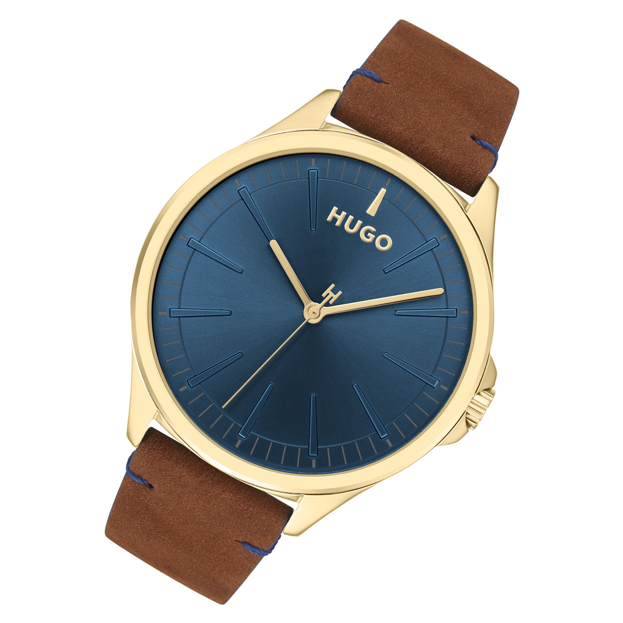 HUGO by Hugo Boss Brown Leather Blue Dial Men's Watch - 1530134