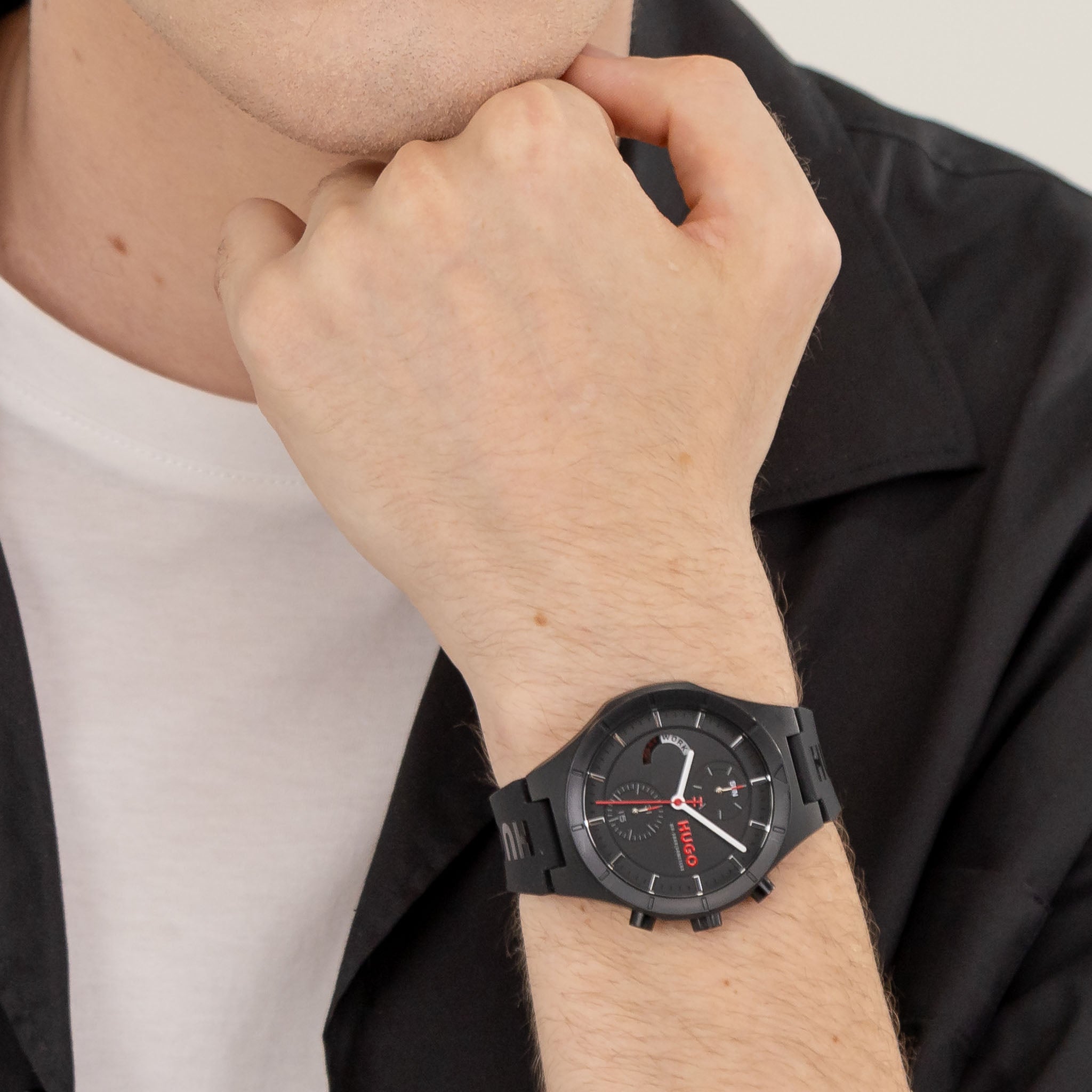 HUGO by Hugo Boss Silicone Black Dial Multi-function Men's Watch - 1530402