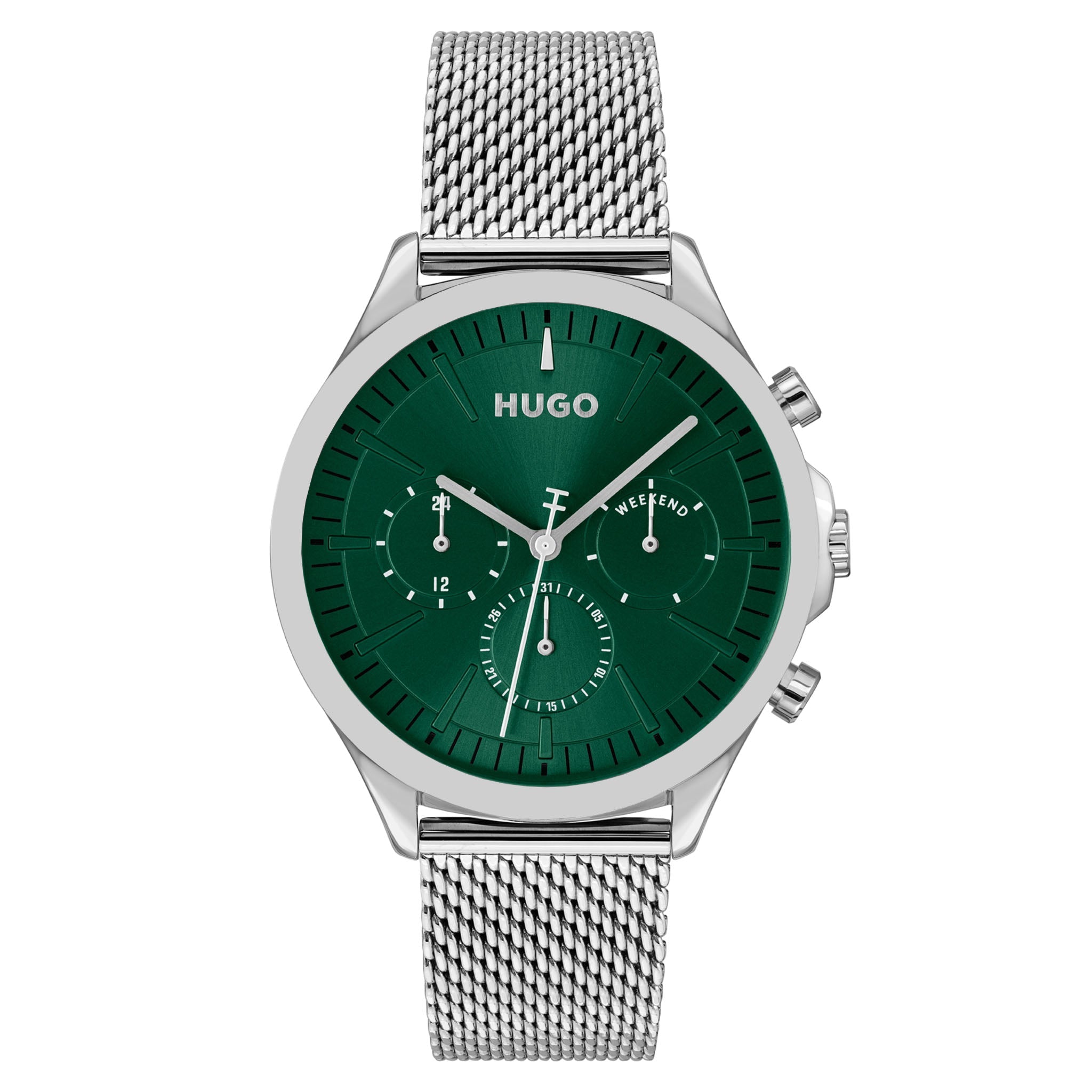 Hugo Stainless Steel Green Dial Multi-function Men's Watch - 1530409