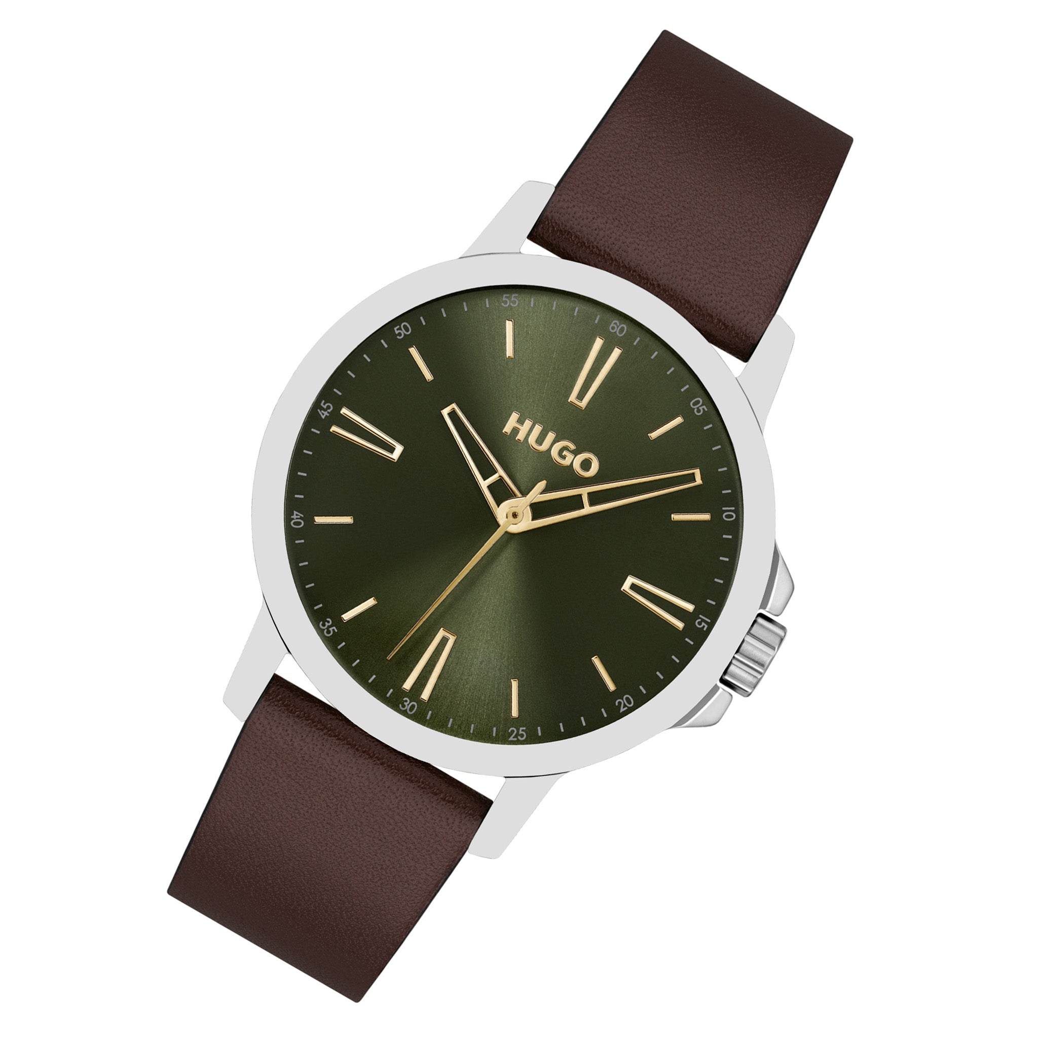 HUGO by Hugo Boss Leather Olive Green Dial Men's Watch - 1530418