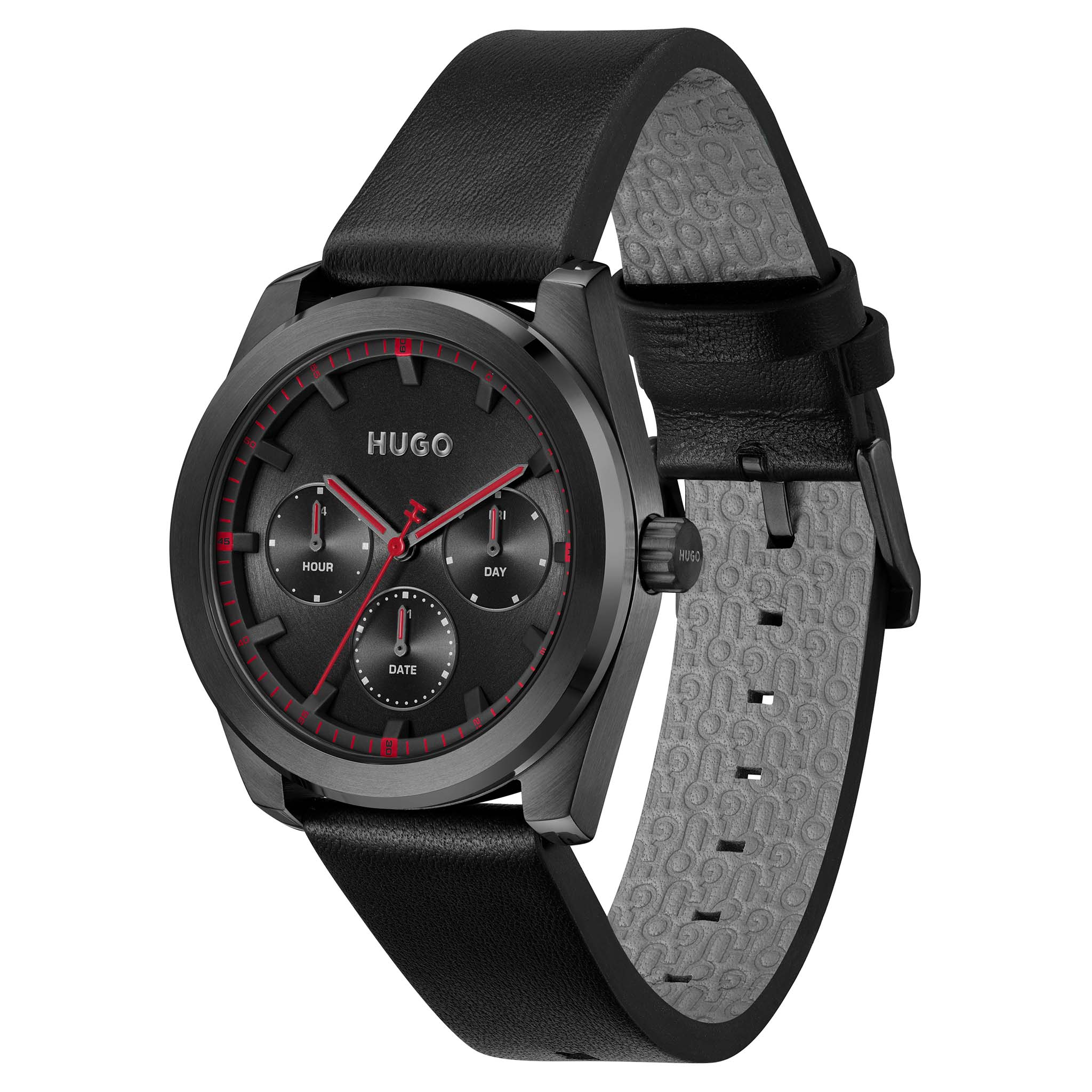 HUGO by Hugo Boss Calfskin Leather Black Dial Multi-function Men's Watch - 1530423