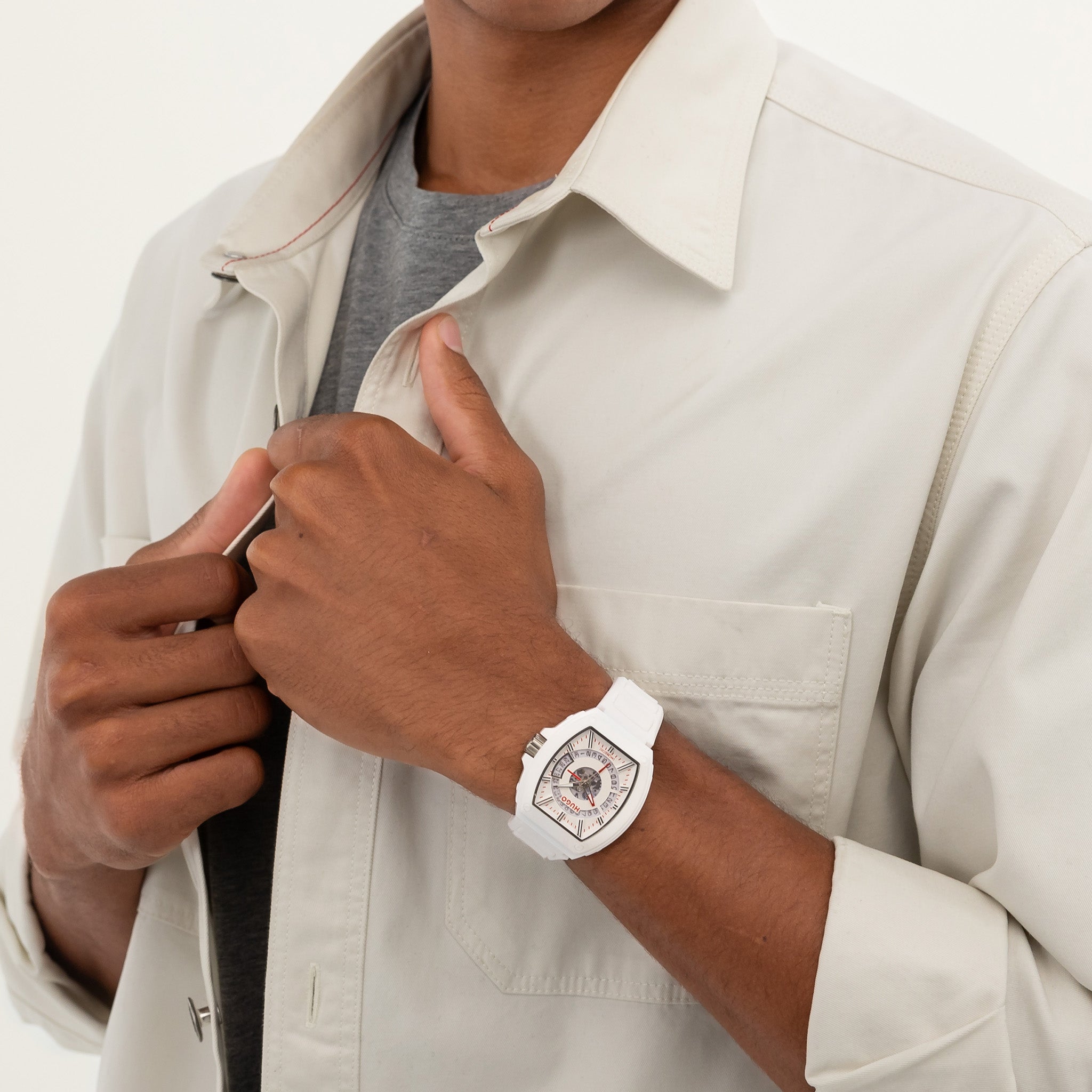 HUGO by Hugo Boss Silicone Silver White Dial Men's Watch - 1530435