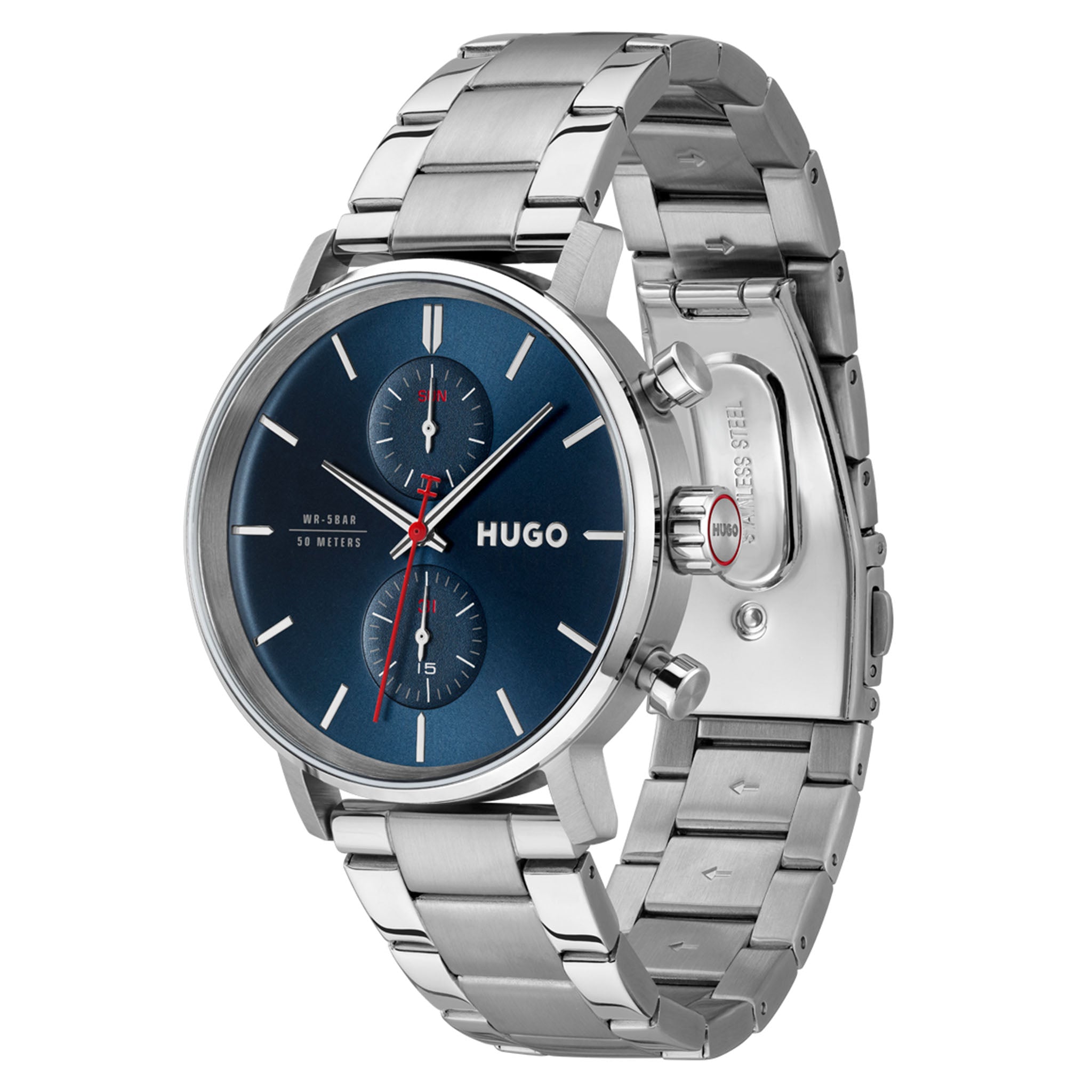 HUGO by Hugo Boss Silver Steel Blue Dial Multi-function Men's Watch - 1530467