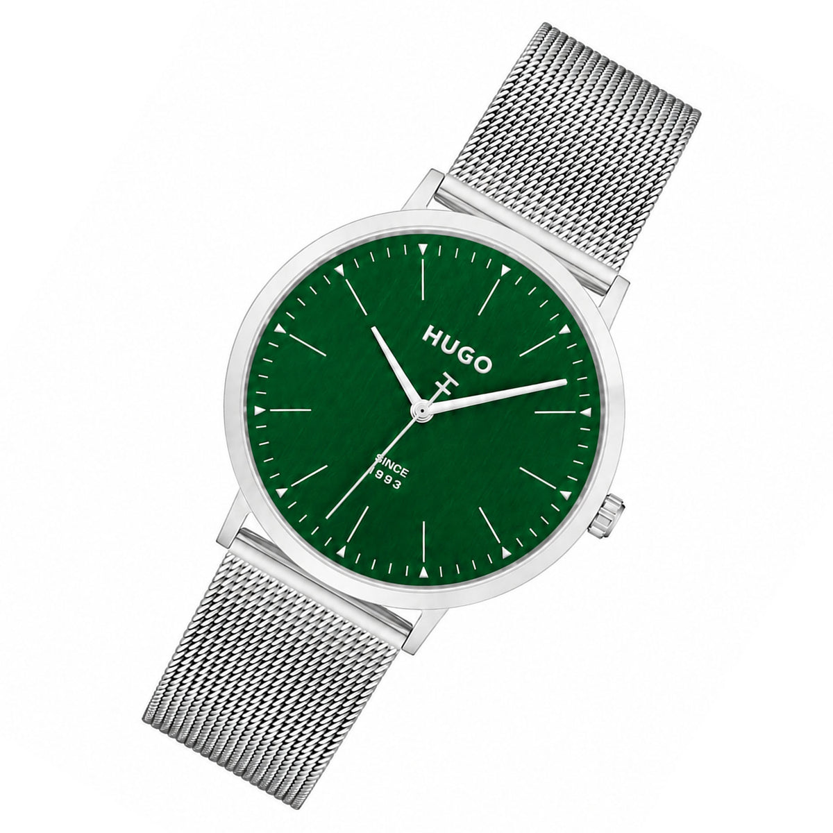 HUGO by Hugo Boss Silver Steel Mesh Green Dial Men's Watch - 1530472