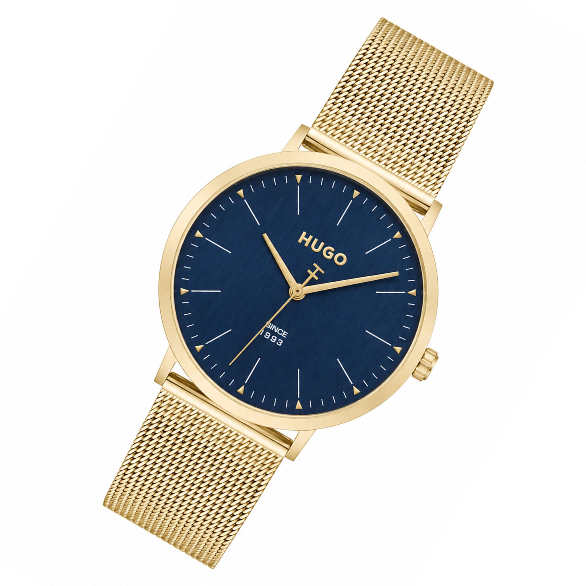 HUGO by Hugo Boss Gold Steel Mesh Blue Dial Men's Watch - 1530473