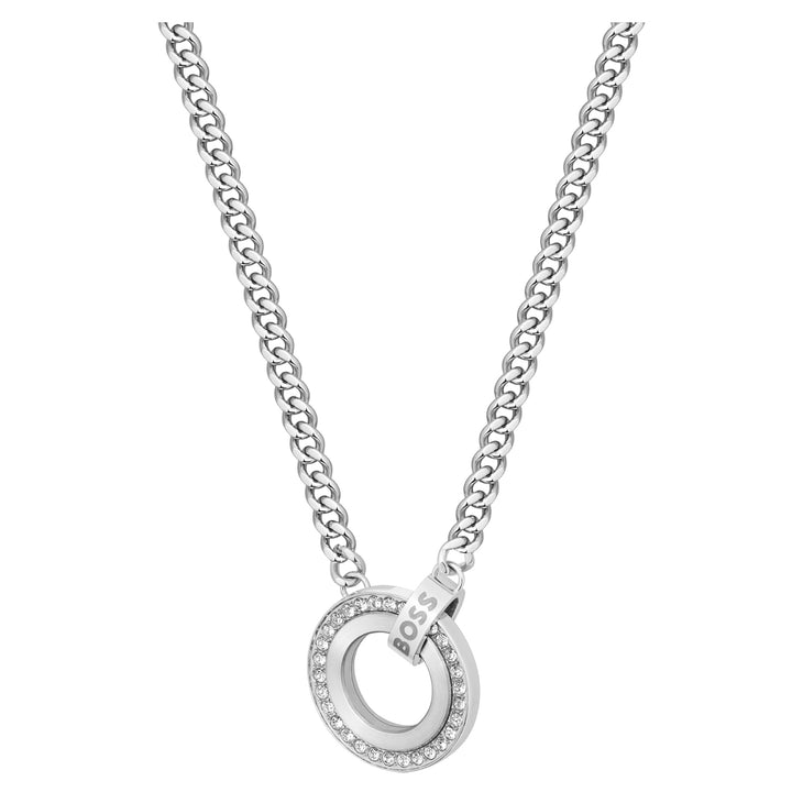 Hugo Boss Jewellery Stainless Steel & Crystals Women's Pendant Necklace - 1580541