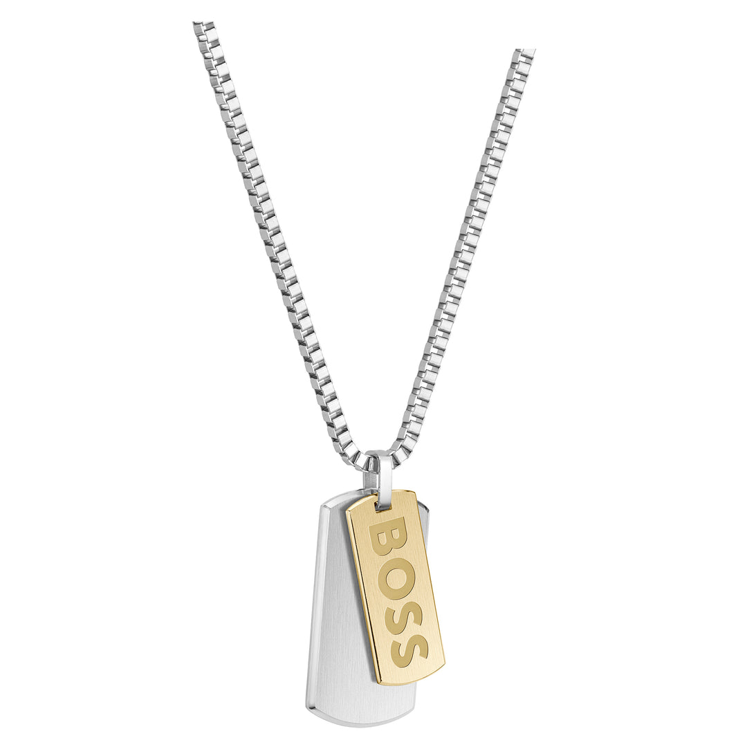 Hugo Boss Jewellery Two-Tone Steel Men's Pendant with Chain Necklace - 1580576