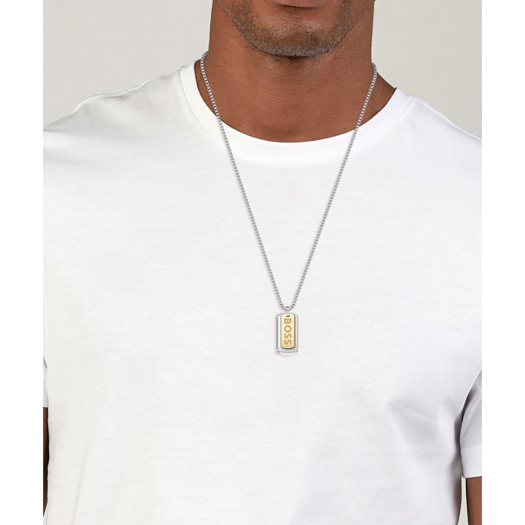 Hugo Boss Jewellery Two-Tone Steel Men's Pendant with Chain Necklace - 1580576