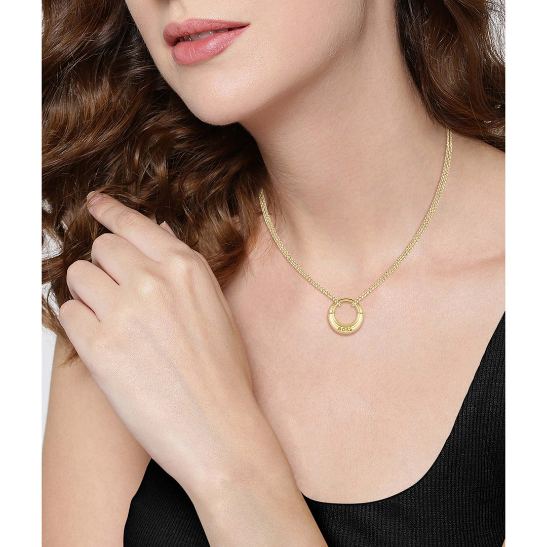 Hugo Boss Jewellery Gold Steel Women's Pendant Necklace - 1580581