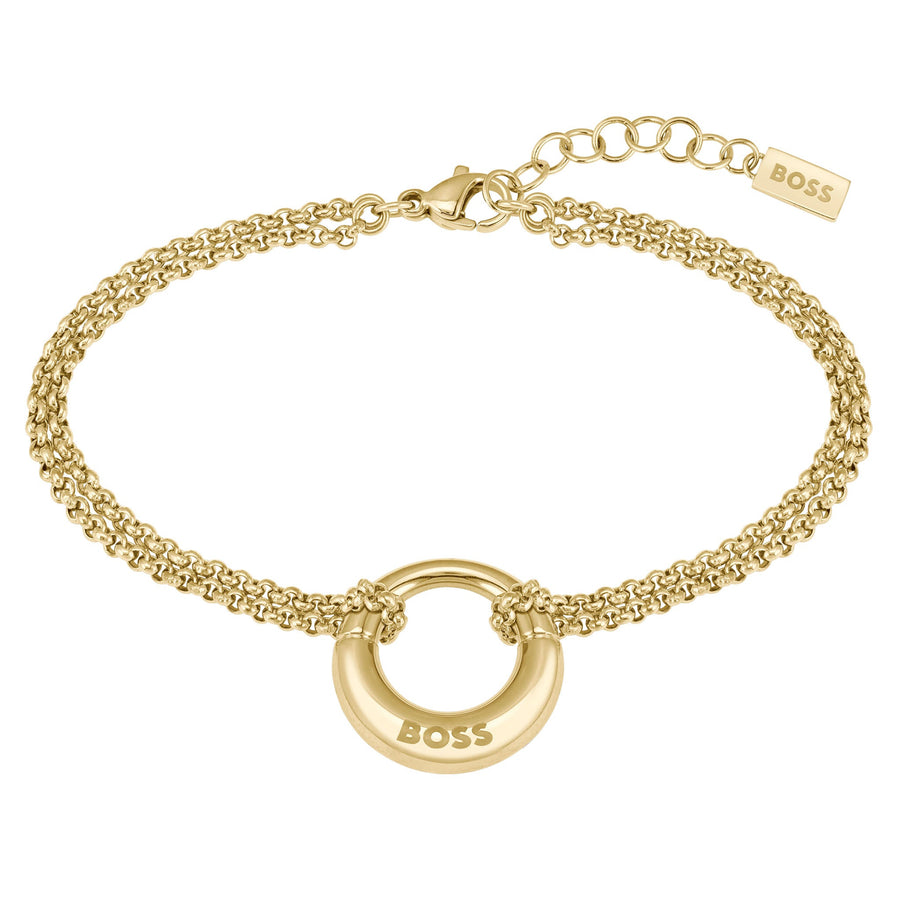 Hugo Boss Jewellery Gold Steel Women's Chain Bracelet - 1580602