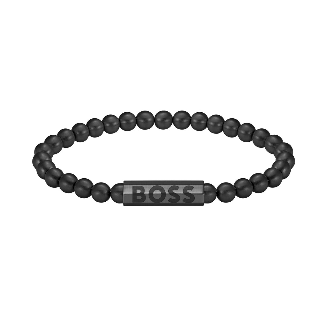 Hugo Boss Jewellery Black Steel Men's Beaded Bracelet - 1580659M