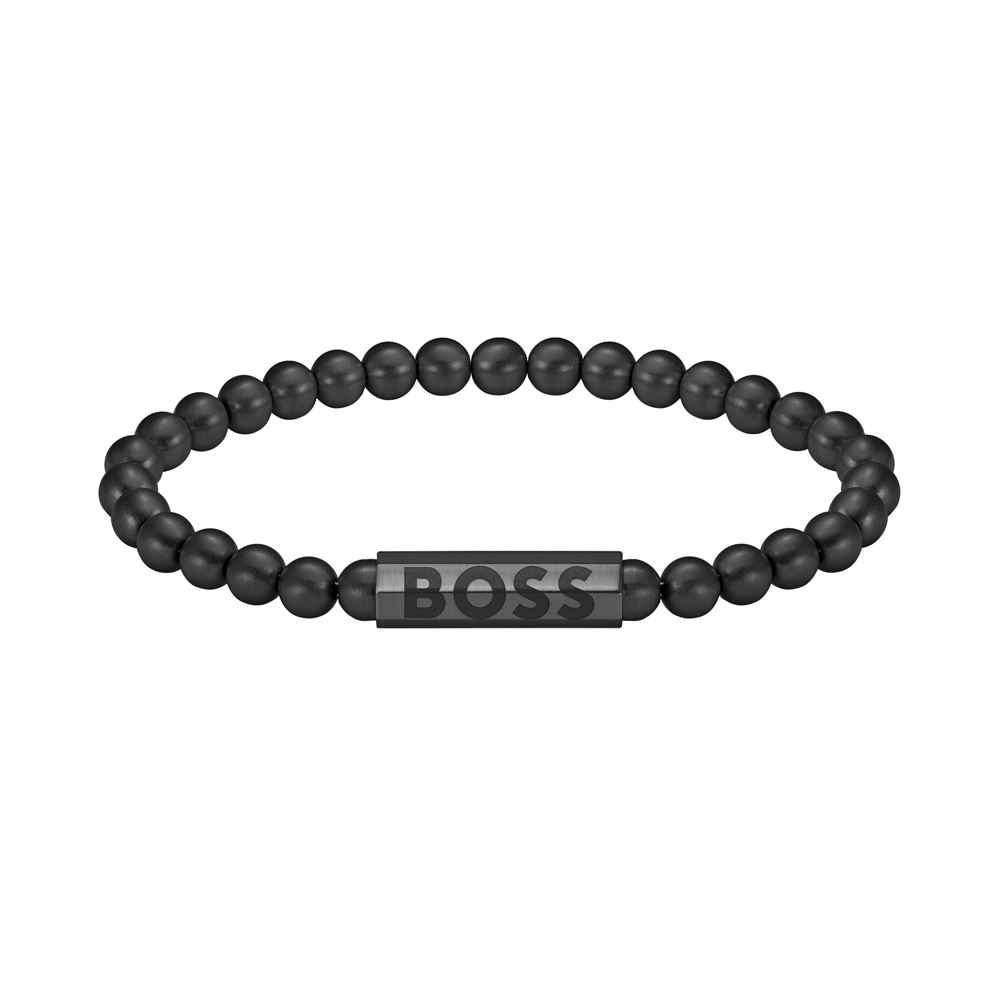 Hugo Boss Jewellery Black Steel Men's Beaded Bracelet - 1580659M