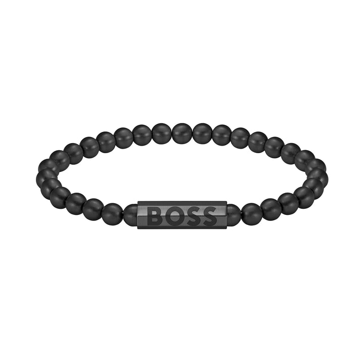 Hugo Boss Jewellery Black Steel Men's Beaded Bracelet - 1580659M