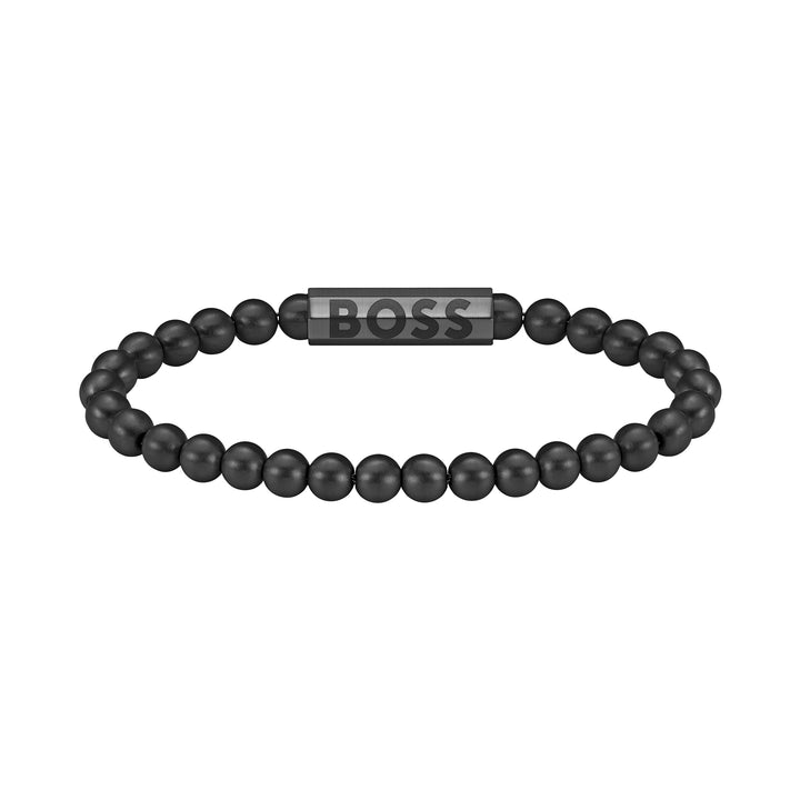 Hugo Boss Jewellery Black Steel Men's Beaded Bracelet - 1580659M