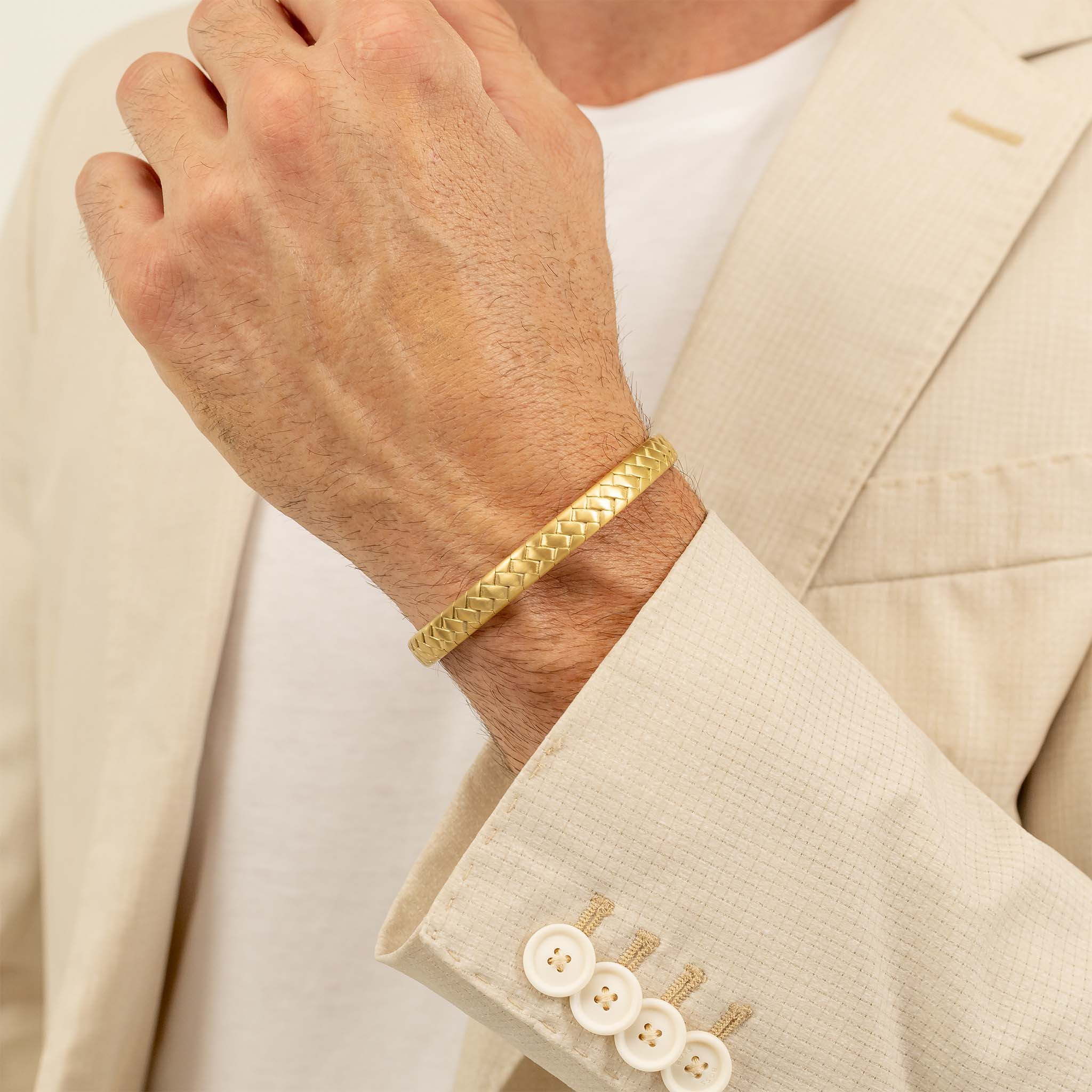 Hugo Boss Jewellery Gold Steel Men's Open Bangle - 1580672