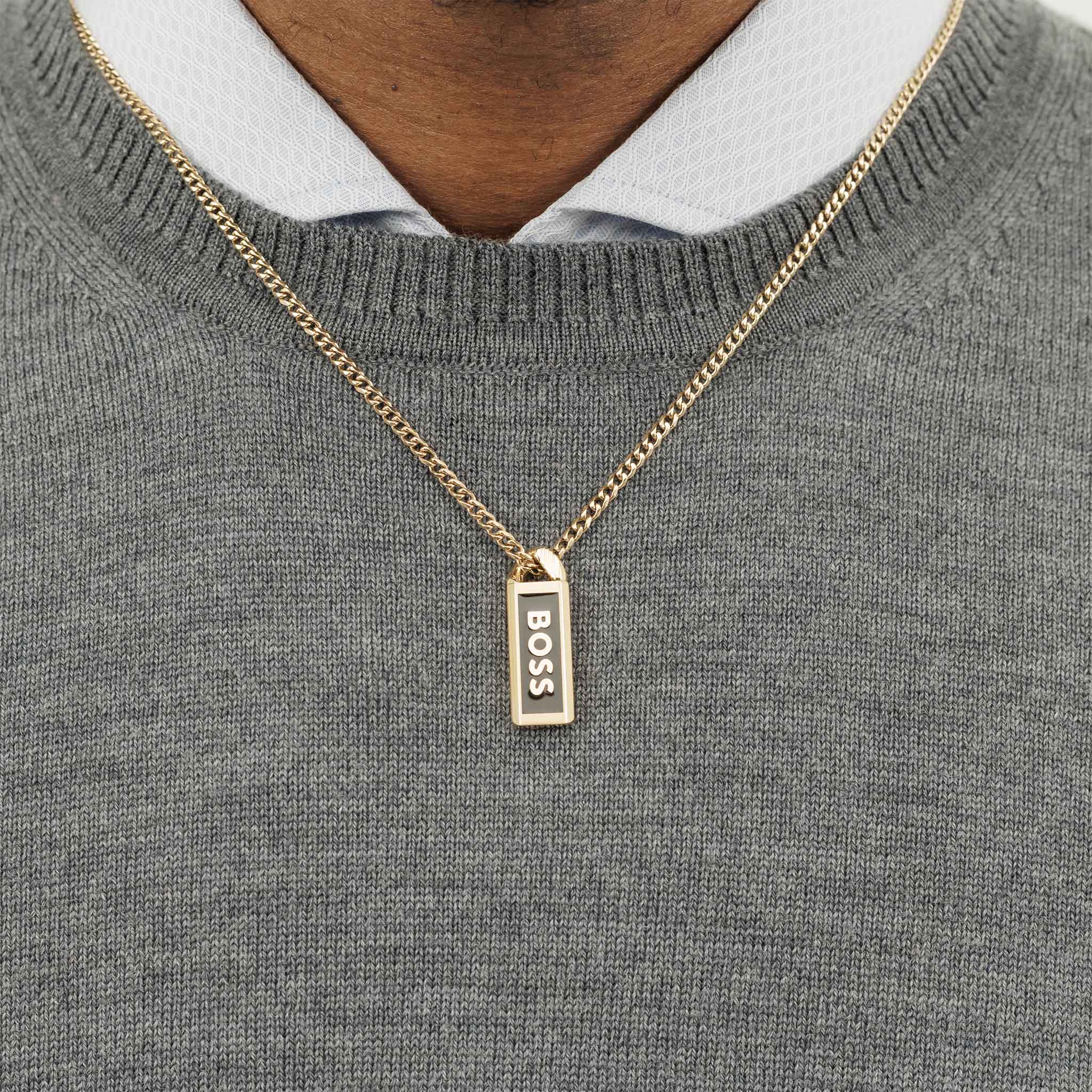 Hugo Boss Jewellery Gold Steel Men's Pendant Necklace - 1580678