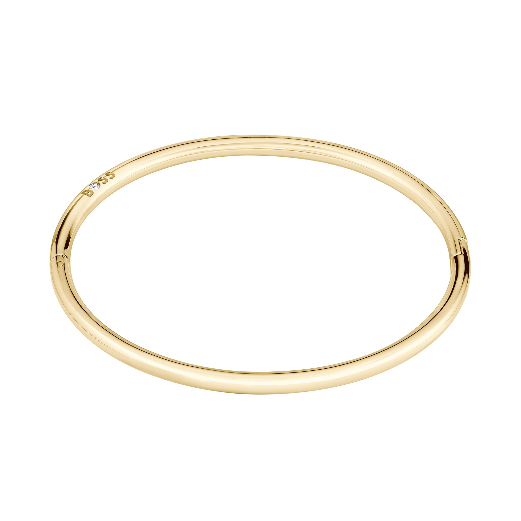 Hugo Boss Jewellery Gold Steel & Crystals Women's Hinge Bangle - 1580686
