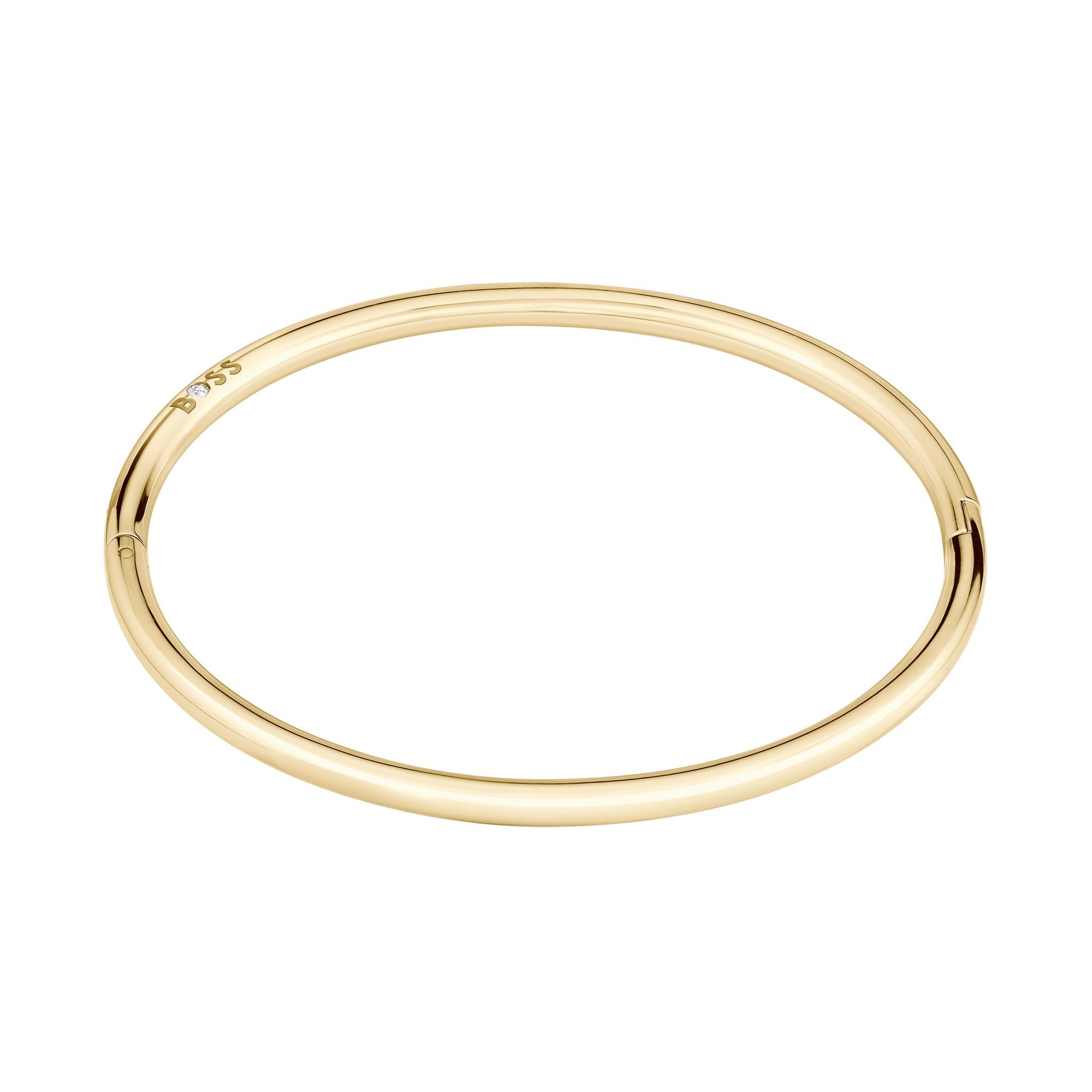 Hugo Boss Jewellery Gold Steel & Crystals Women's Hinge Bangle - 1580686
