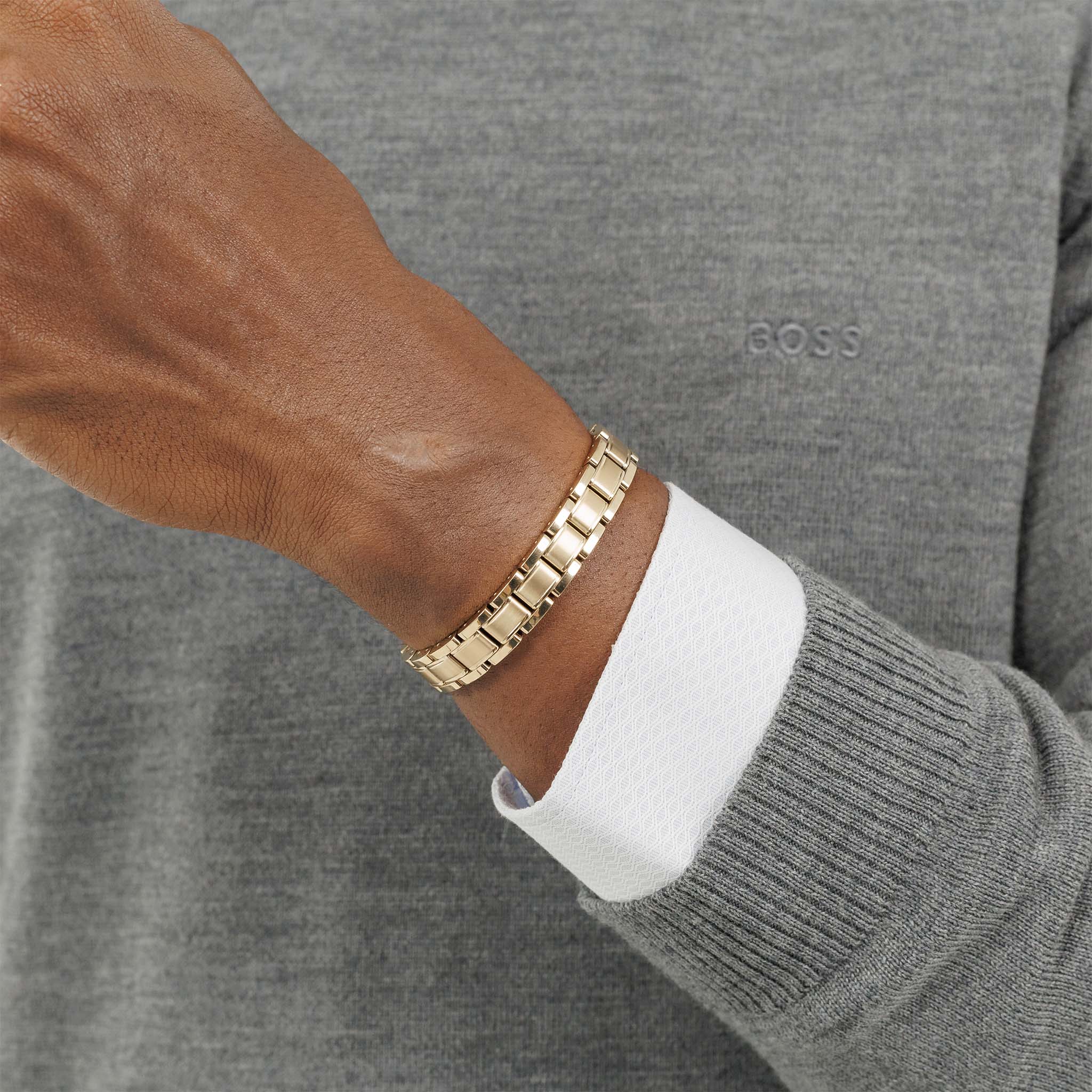 Hugo Boss Jewellery Gold Steel Men's Link Bracelet - 1580711
