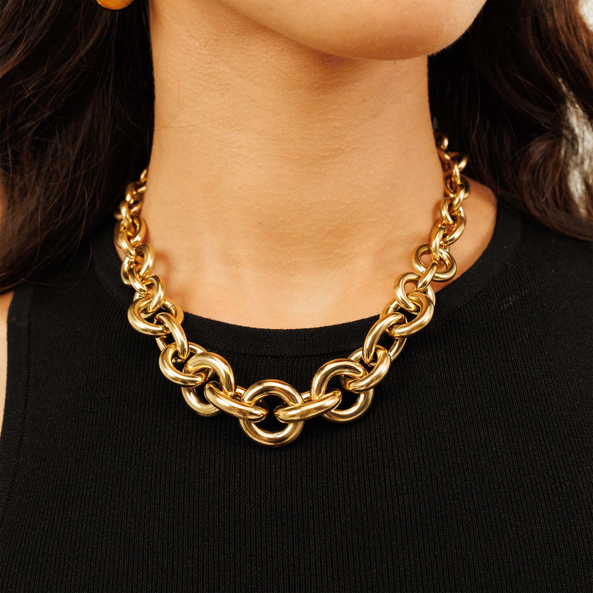 Hugo Boss Jewellery Gold Steel Women's Link Necklace - 1580734