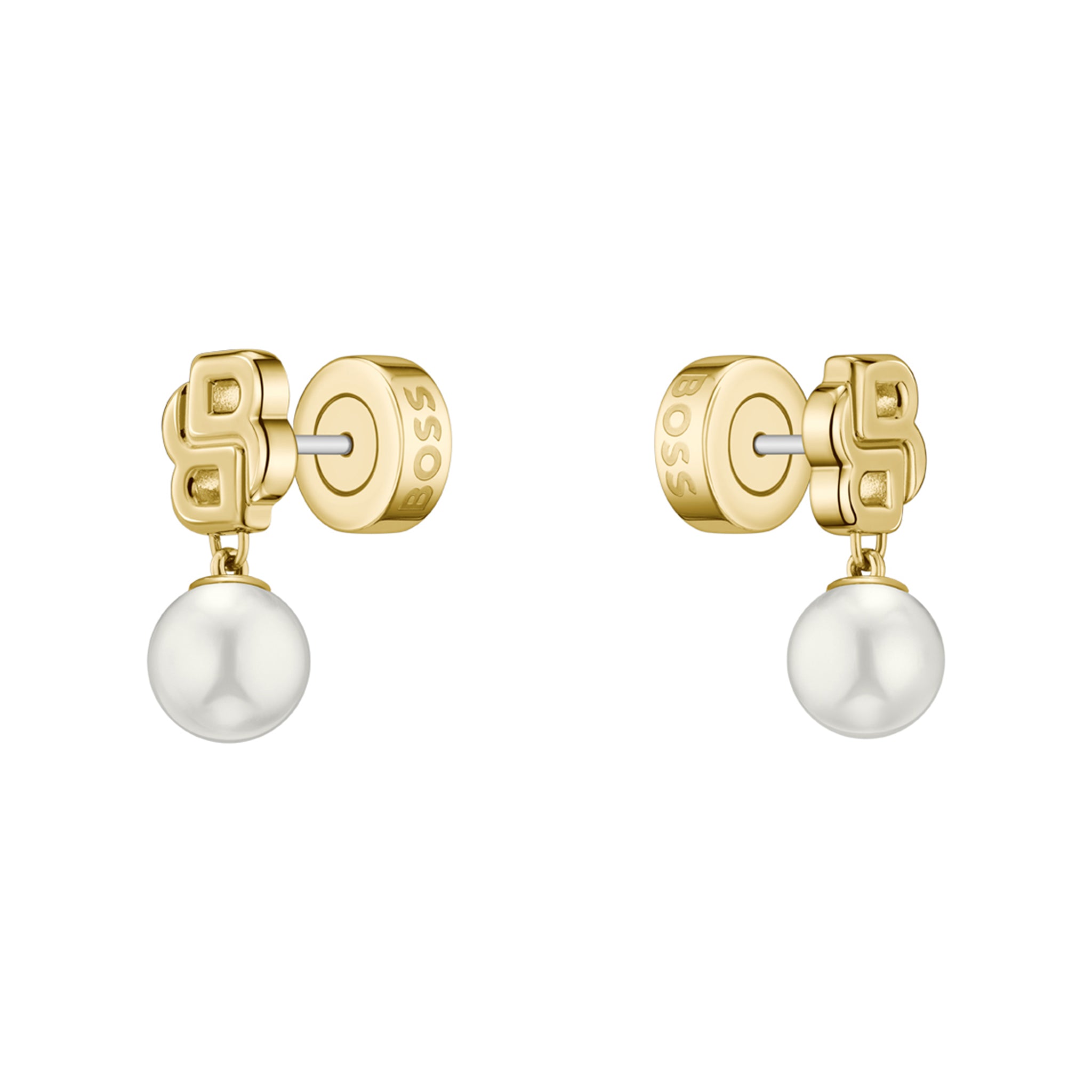 Hugo Boss Jewellery Gold Steel & Faux Pearls Women's Stud Earrings - 1580822