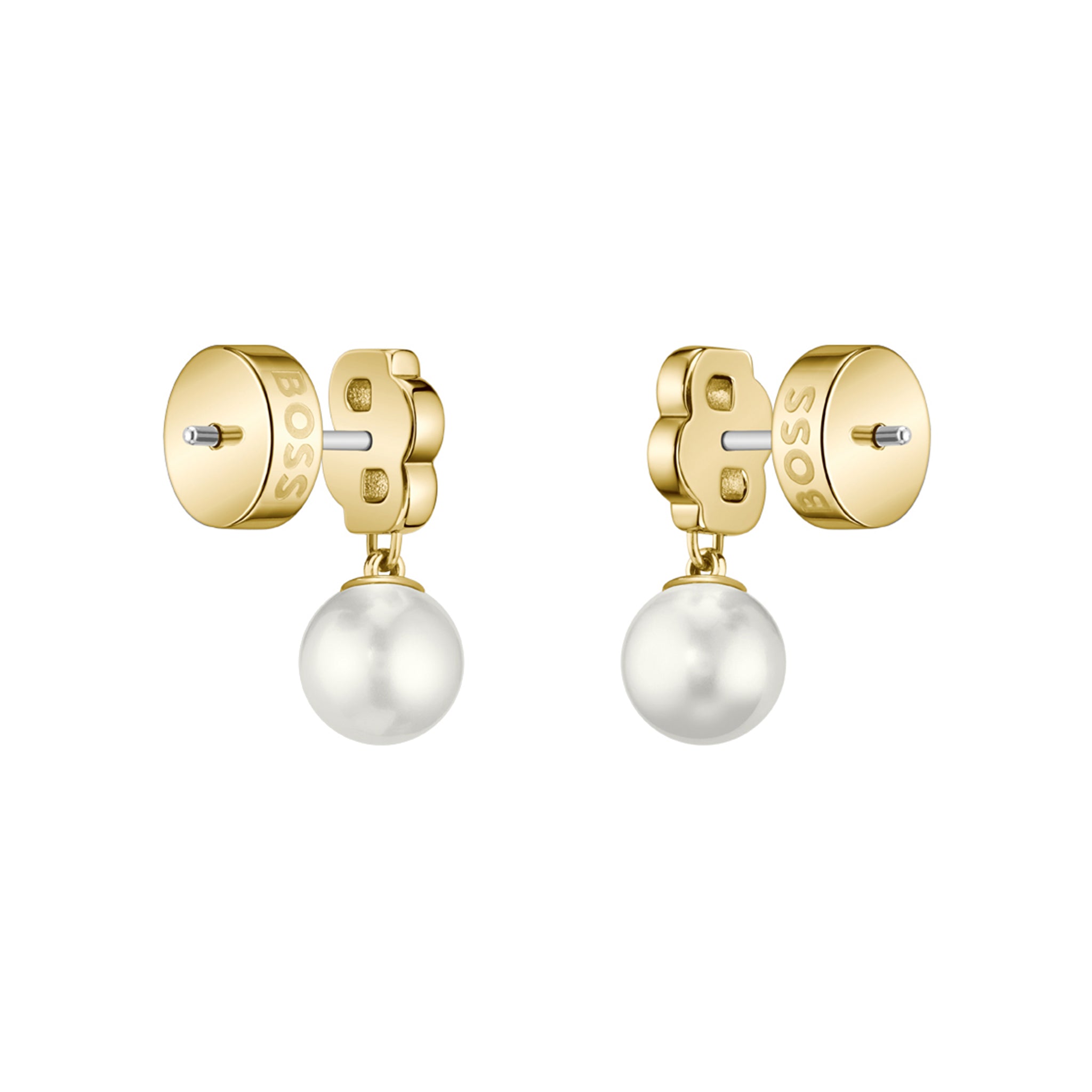 Boss Jewellery Gold Steel & Faux Pearls Women's Stud Earrings - 1580822