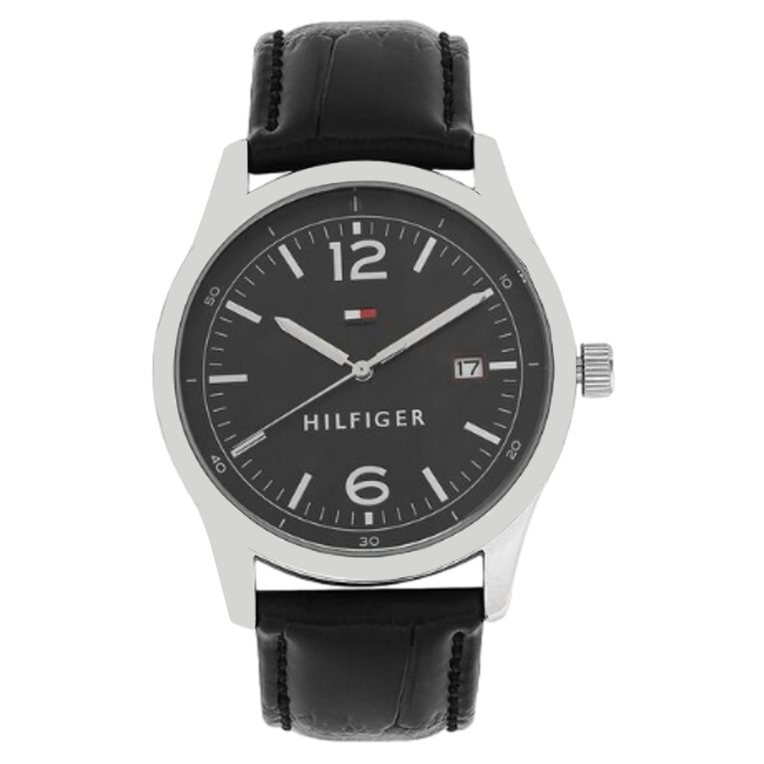 Tommy Hilfiger Black Leather Men's Watch - 1710350