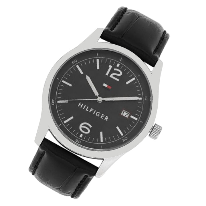 Tommy Hilfiger Black Leather Men's Watch - 1710350