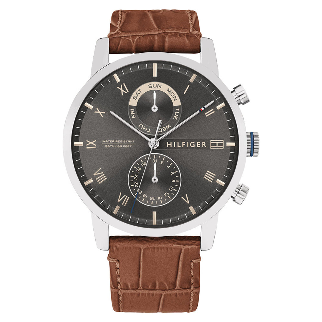 Tommy Hilfiger Brown Leather Multi-function Men's Watch - 1710398