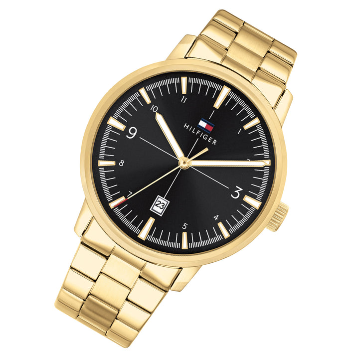 Tommy Hilfiger Gold Steel Black Dial Men's Watch - 1710454