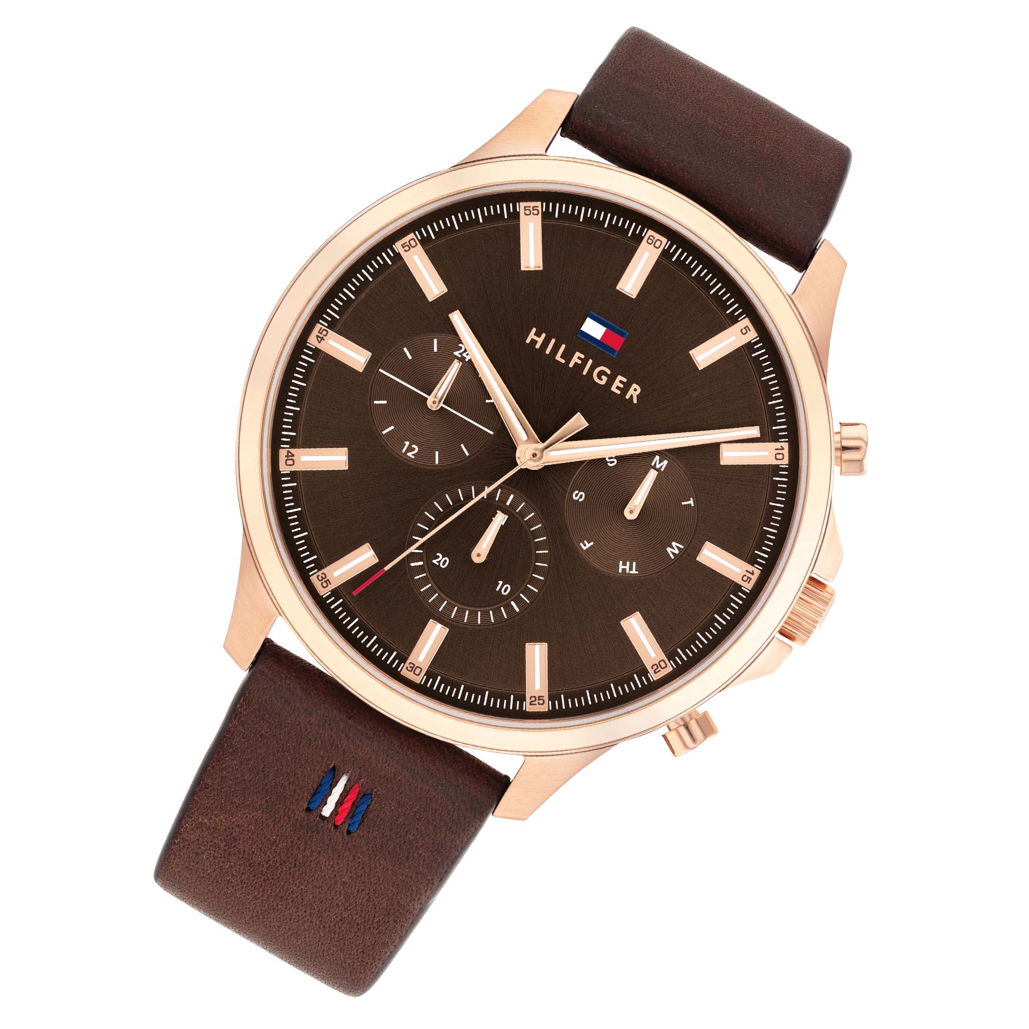 Tommy Hilfiger Brown Leather Multi-function Men's Watch - 1710497