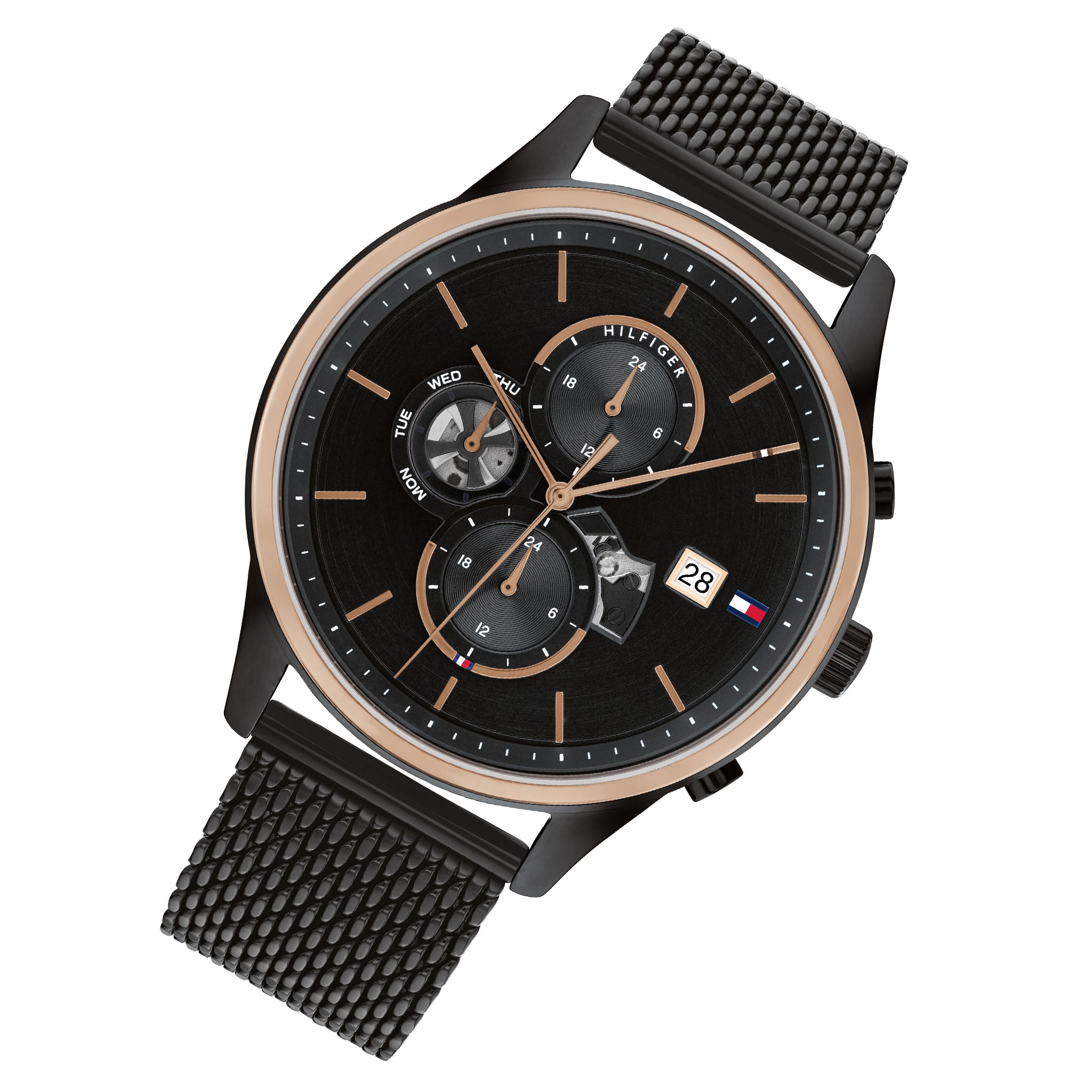 Tommy Hilfiger Black Mesh Multi-function Men's Watch - 1710505