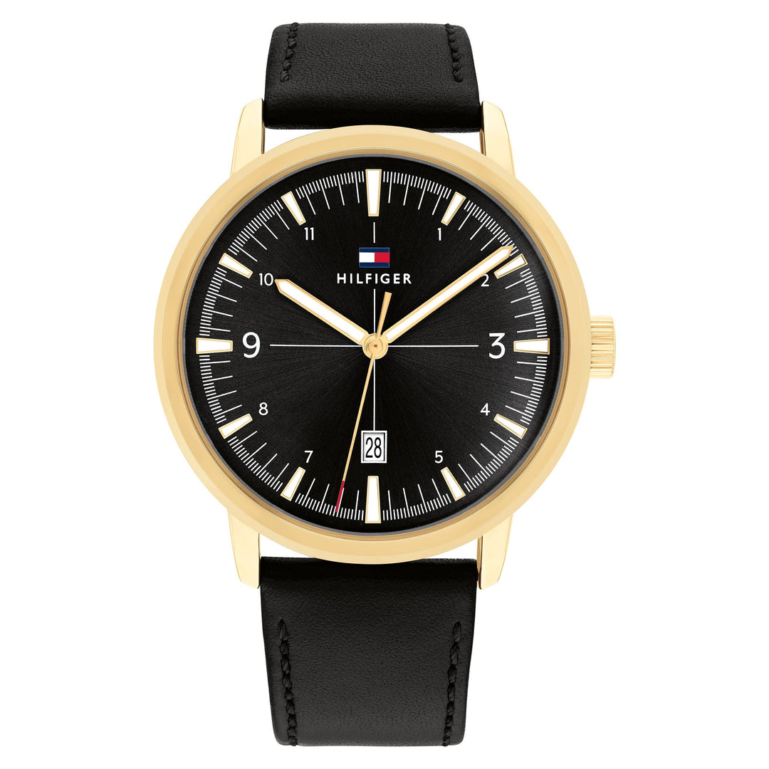 Tommy Hilfiger Black Leather Men's Watch - 1710509