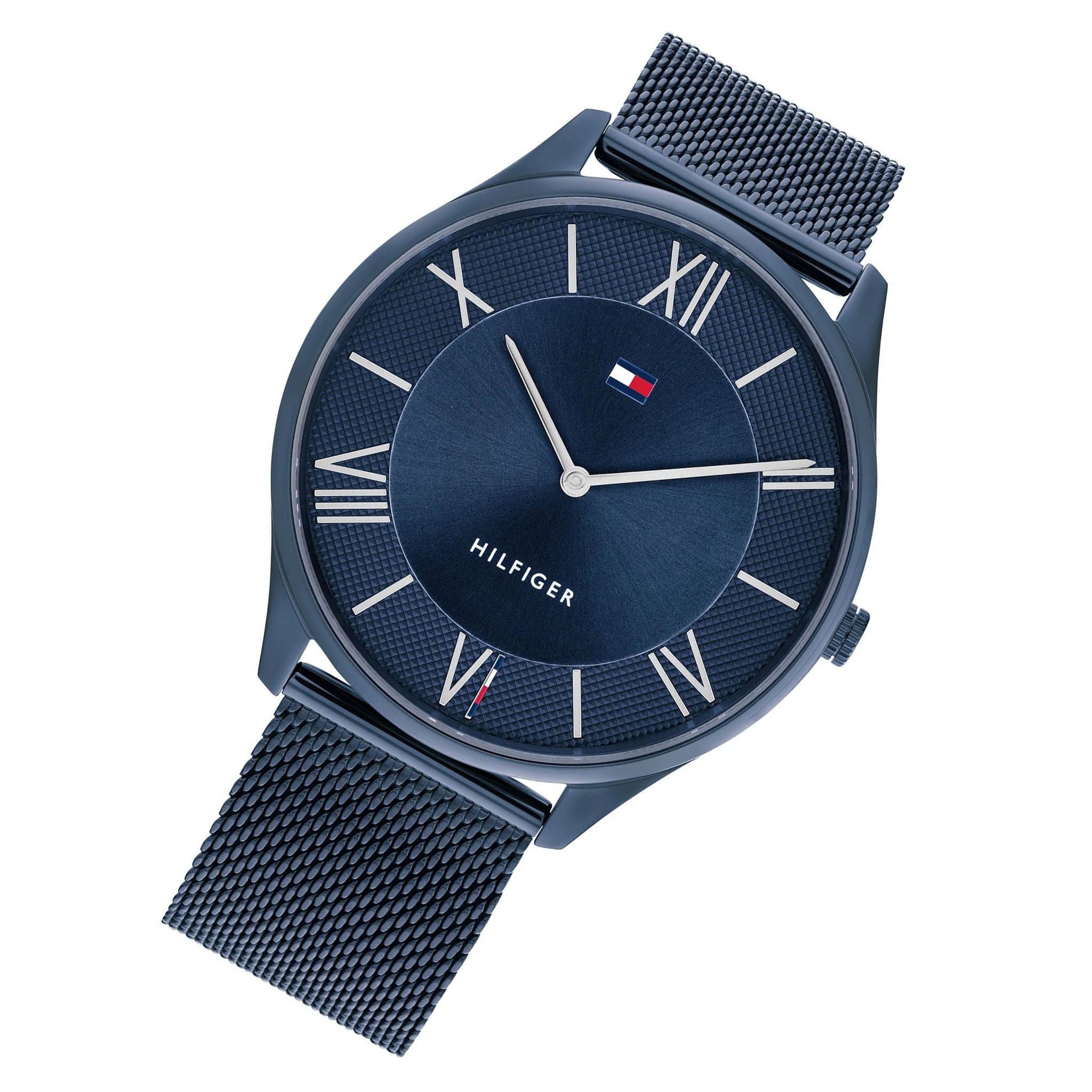 Tommy Hilfiger Blue Steel Mesh Navy Dial Slim Men's Watch - 1710514