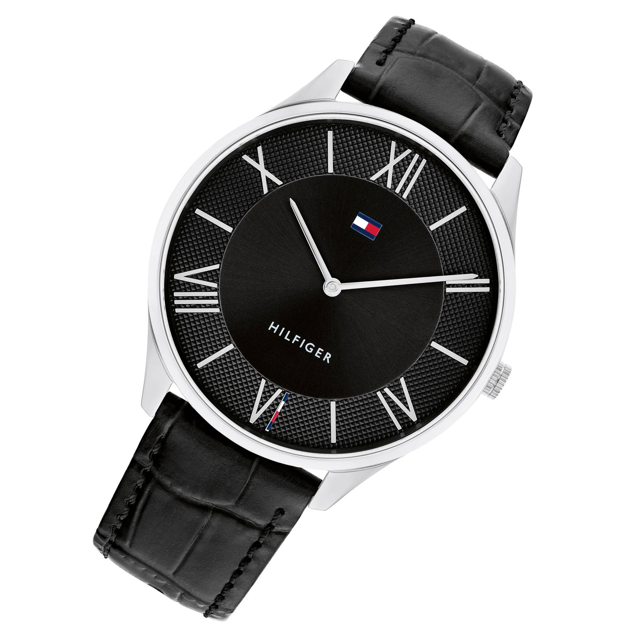 Tommy Hilfiger Black Leather Slim Men's Watch - 1710516