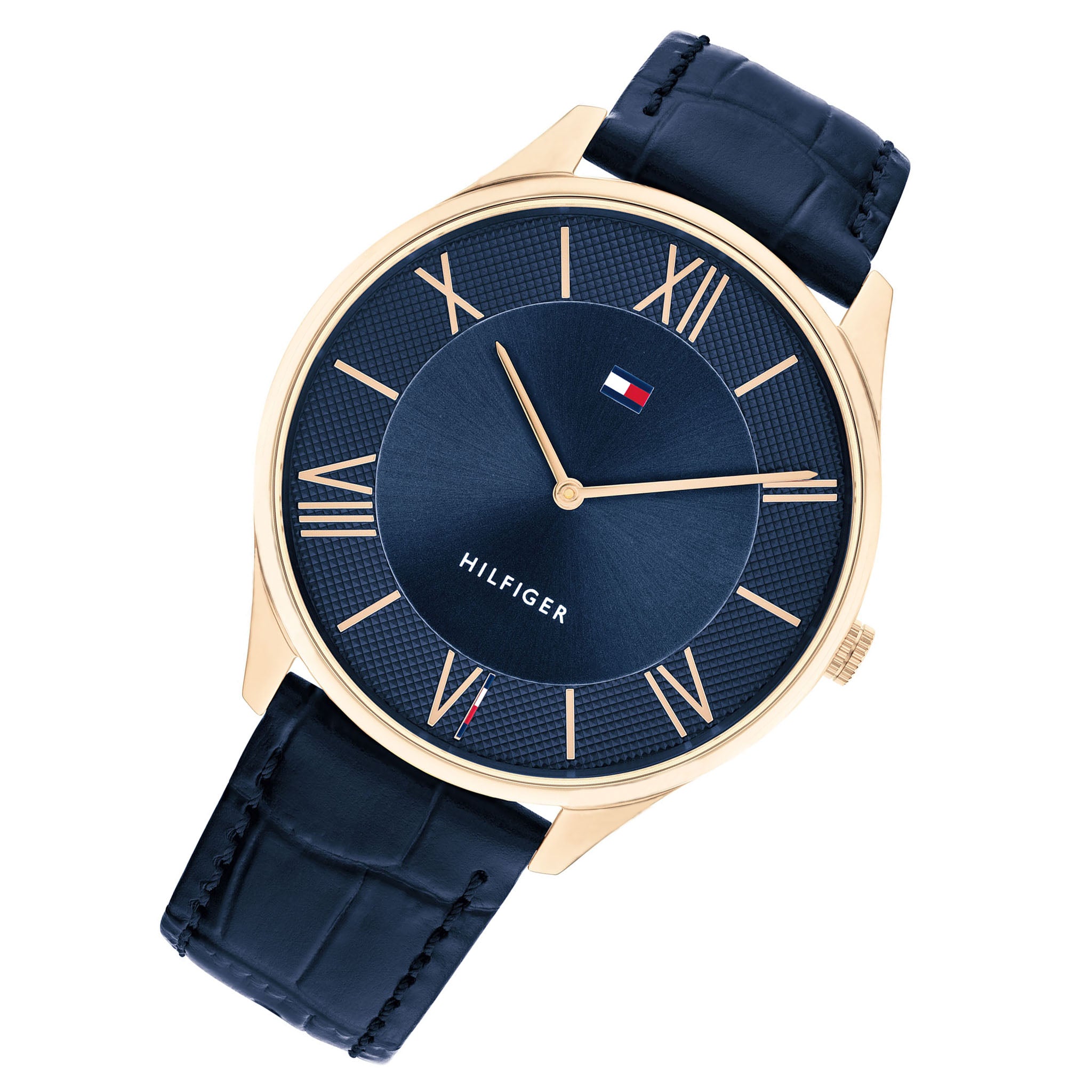 Tommy Hilfiger Navy Leather Slim Men's Watch - 1710517