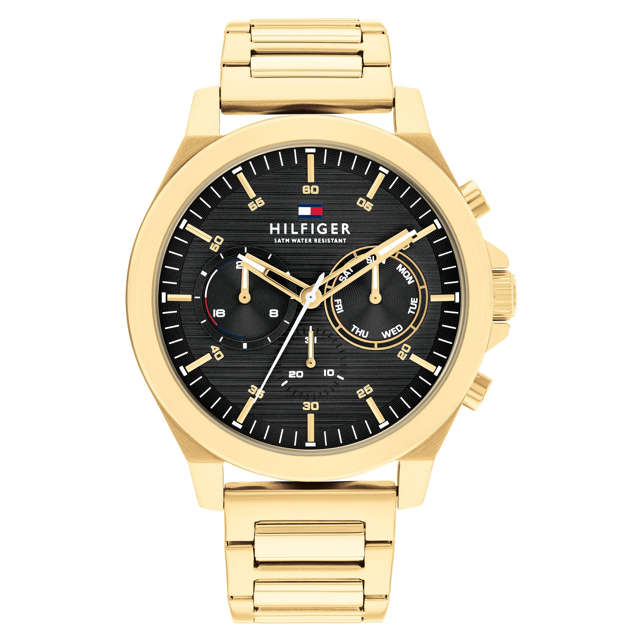 Tommy hilfiger black and gold clearance watch