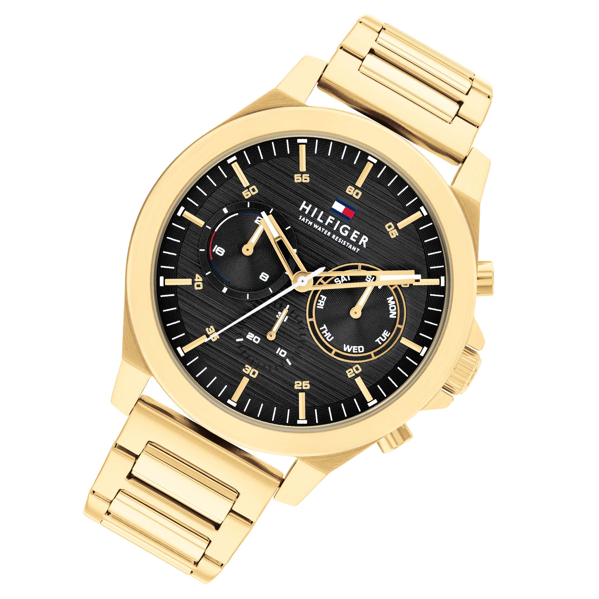 Tommy Hilfiger Gold Steel Black Dial Multi-function Men's Watch - 1710520