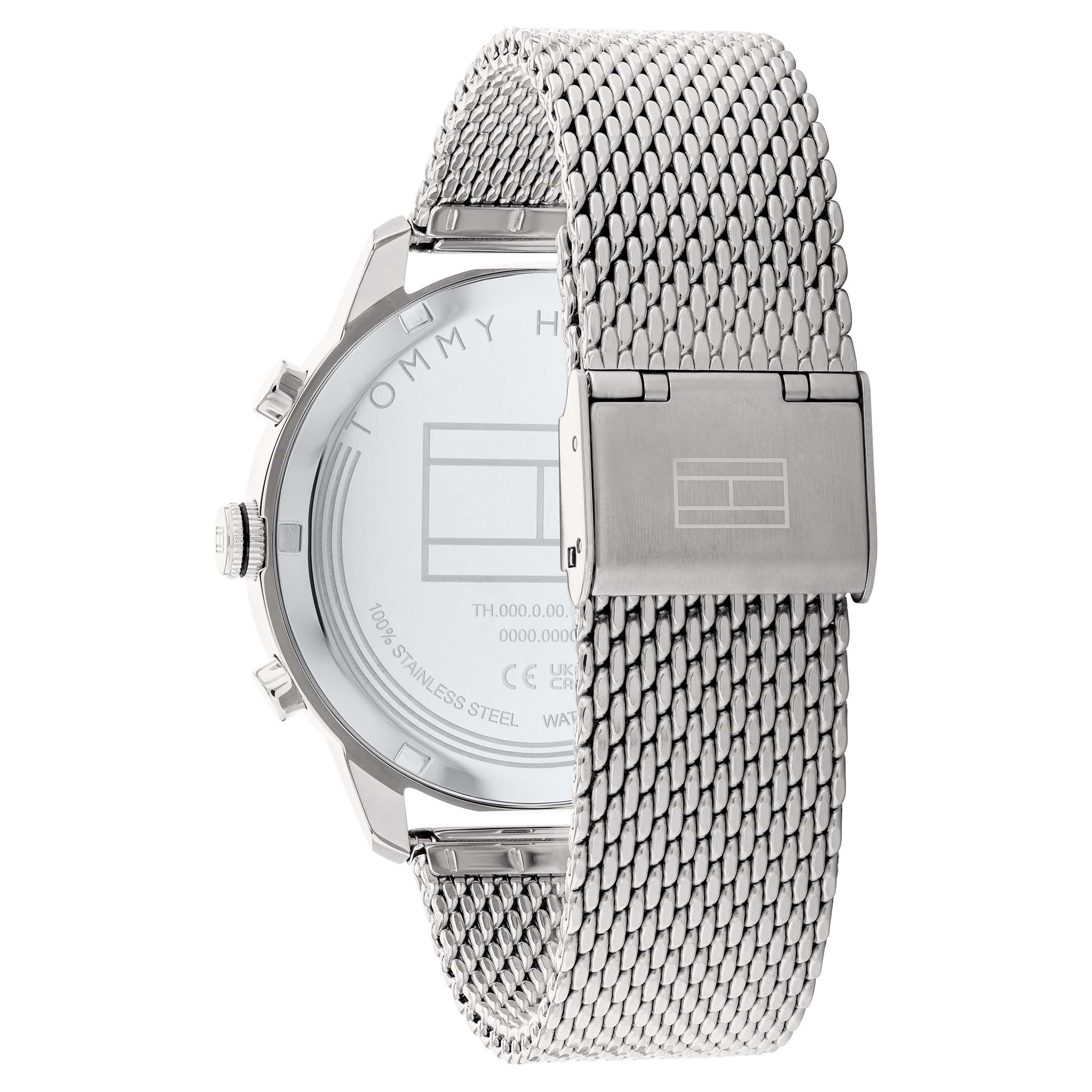 Tommy Hilfiger Silver Steel Mesh Black Dial Multi-function Men's Watch - 1710528