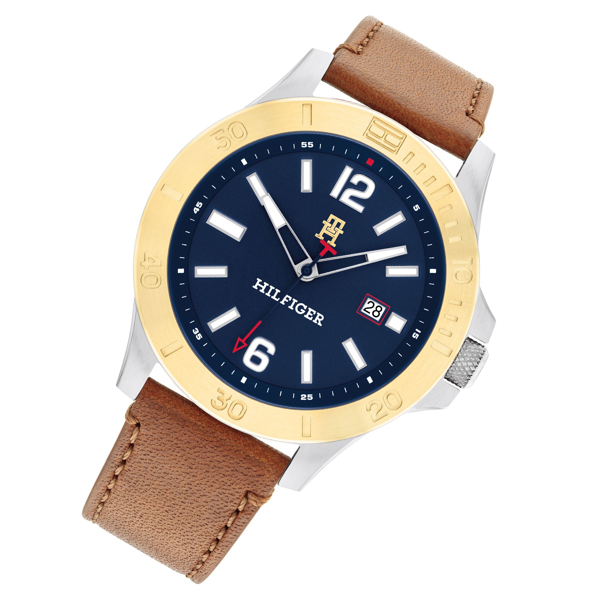 Tommy Hilfiger Light Brown Leather Blue Dial Men's Watch - 1710529