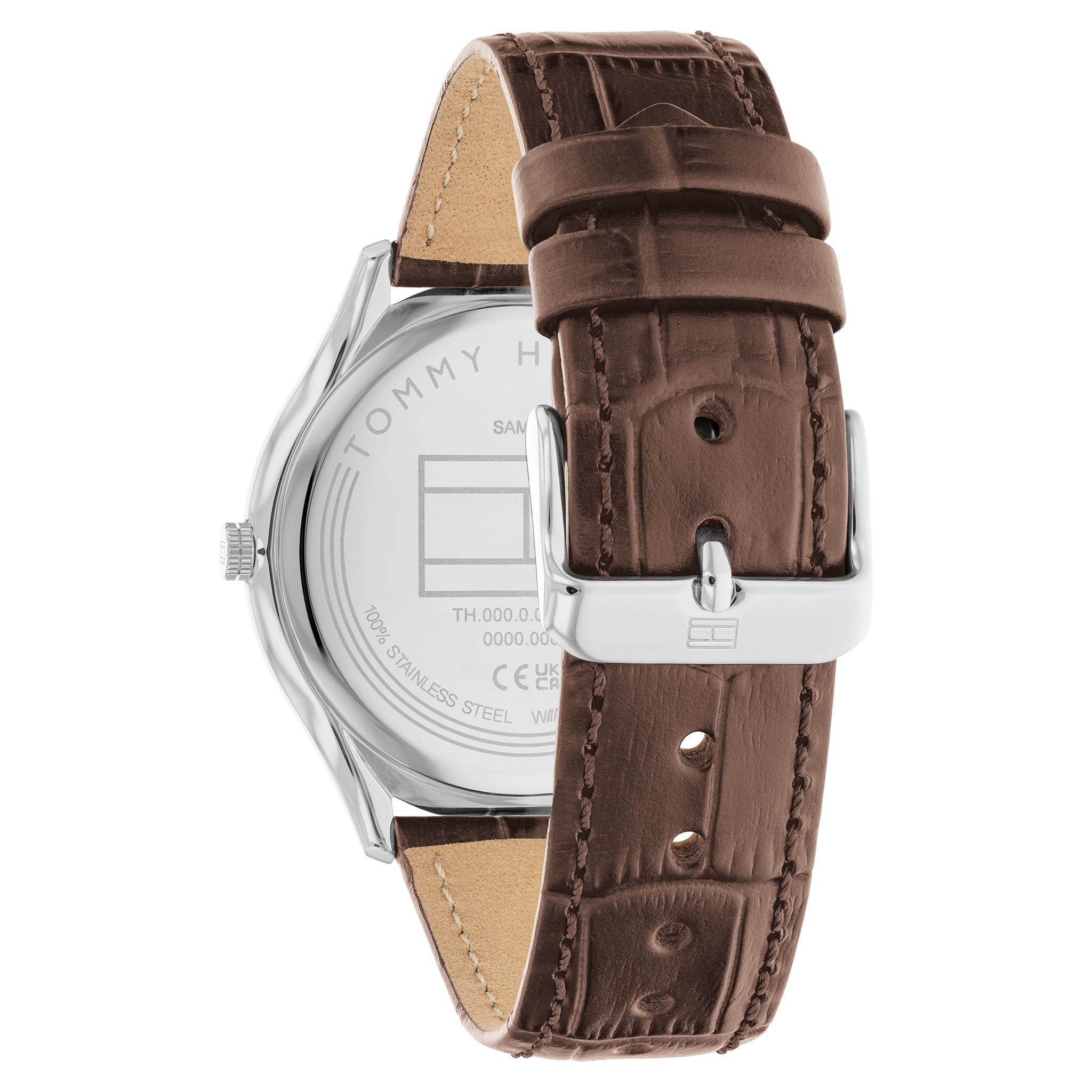 Tommy Hilfiger Brown Leather Navy Dial Slim Men's Watch - 1710536