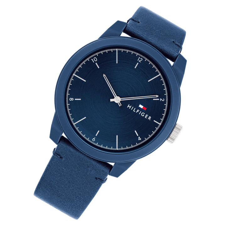 Tommy Hilfiger Leather Navy Dial Men's Watch - 1710543