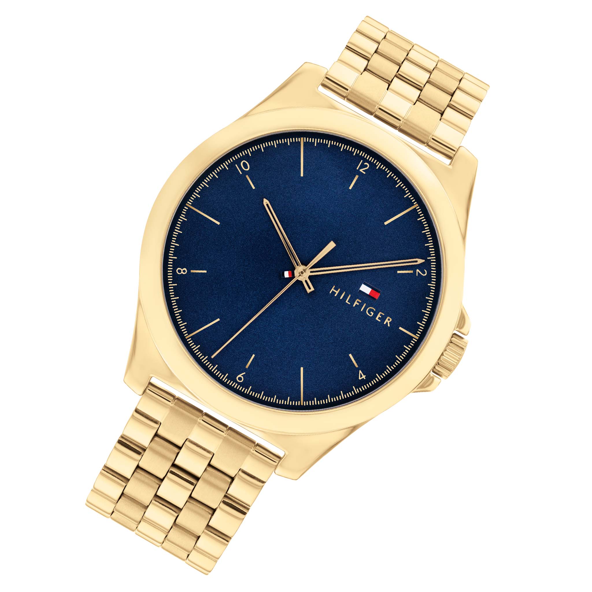Tommy Hilfiger Gold Steel Blue Dial Men's Watch - 1710546