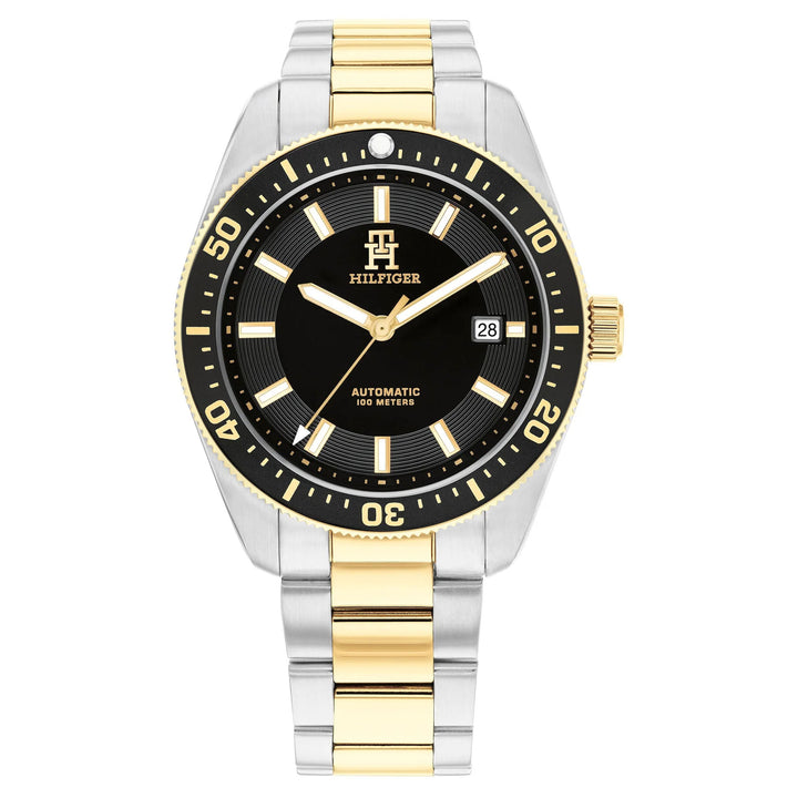 Tommy Hilfiger Two-Tone Steel Black Dial Mechanical-Automatic Men's Watch - 1710552
